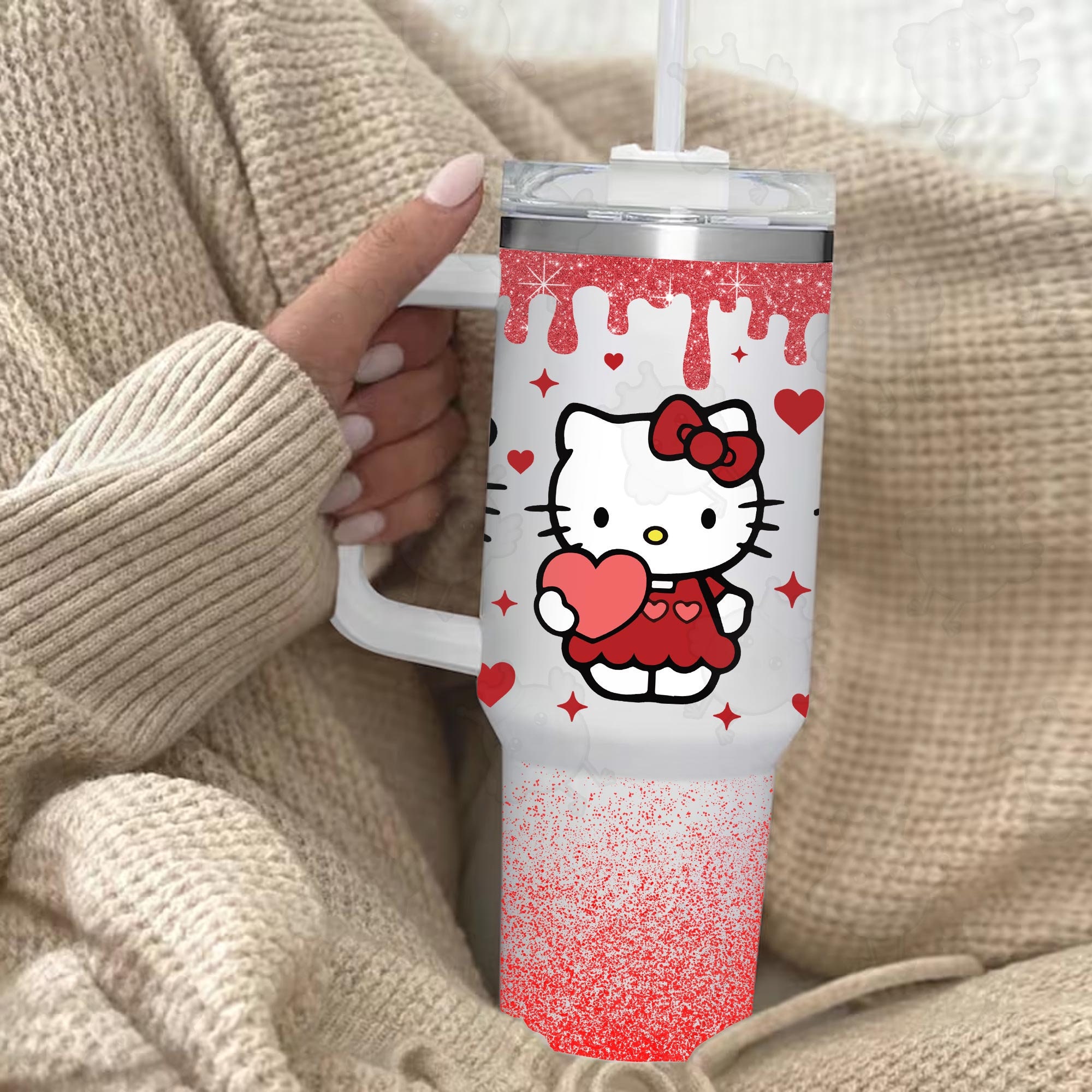 Hello Kitty Sanrio Cartoon Custom Stanley Quencher 40oz Stainless Steel ...