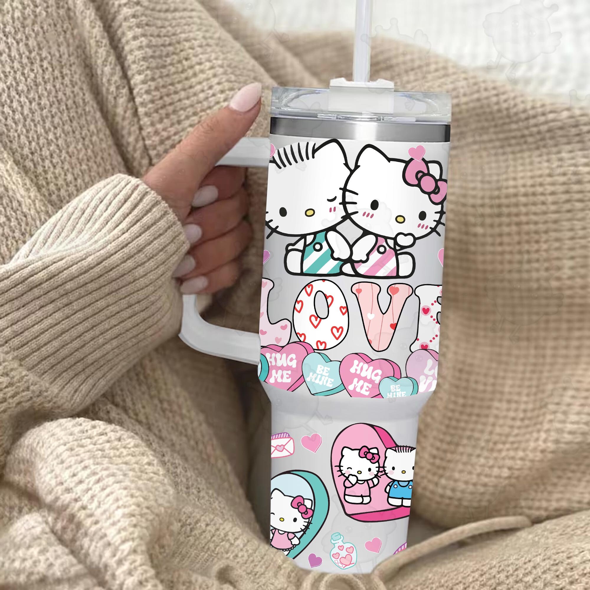 Hello Kitty Sanrio Cartoon Custom Stanley Quencher 40oz Stainless Steel ...