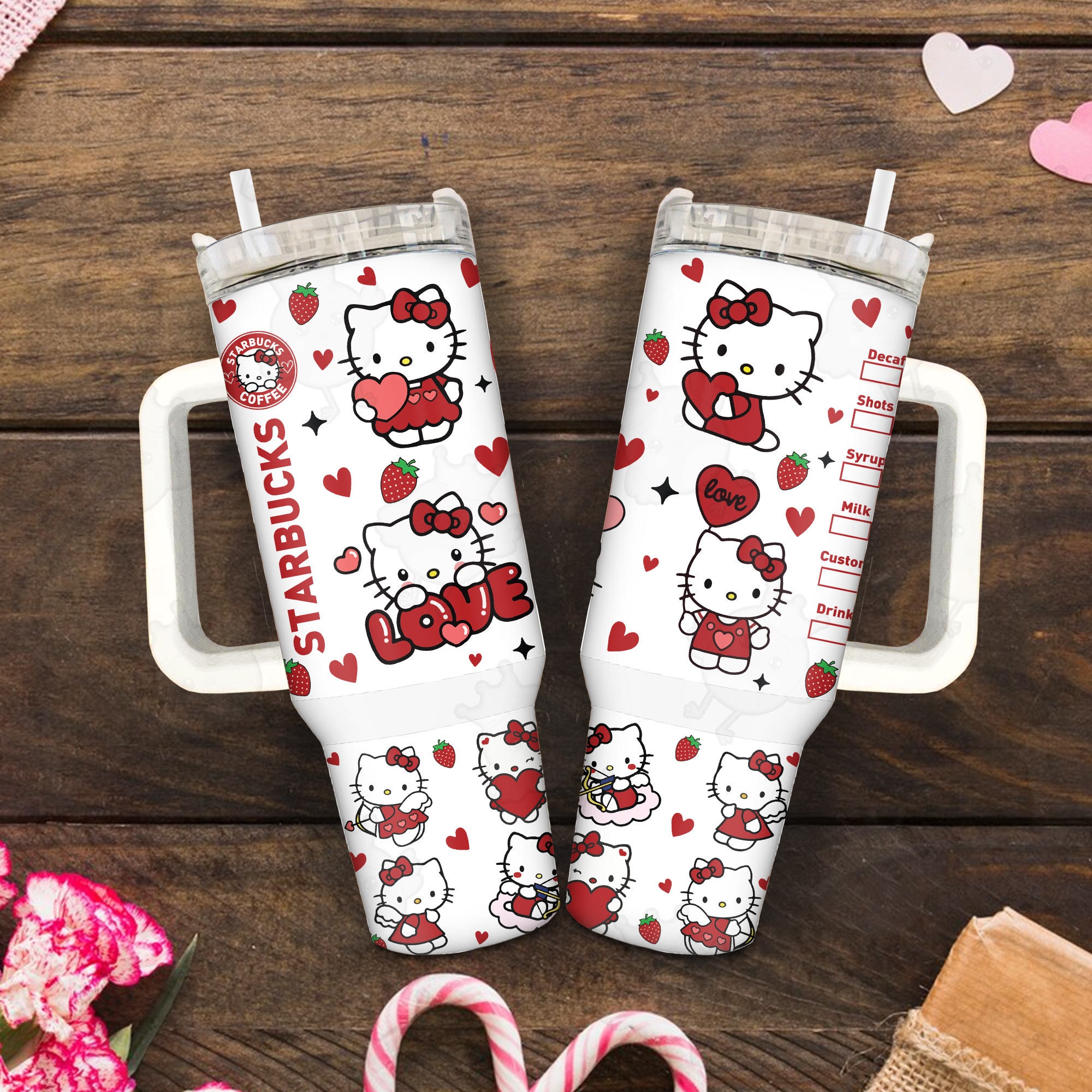 Valentine Hello Kitty Sanrio Cartoon Custom Stanley Quencher 40oz