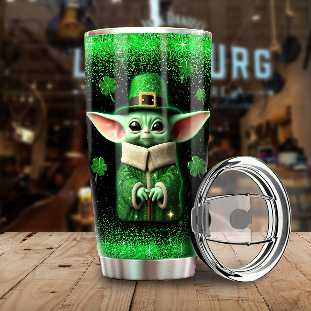 Baby Yoda Cartoon Custom Stanley Quencher 20oz Stainless Steel Tumbler ...