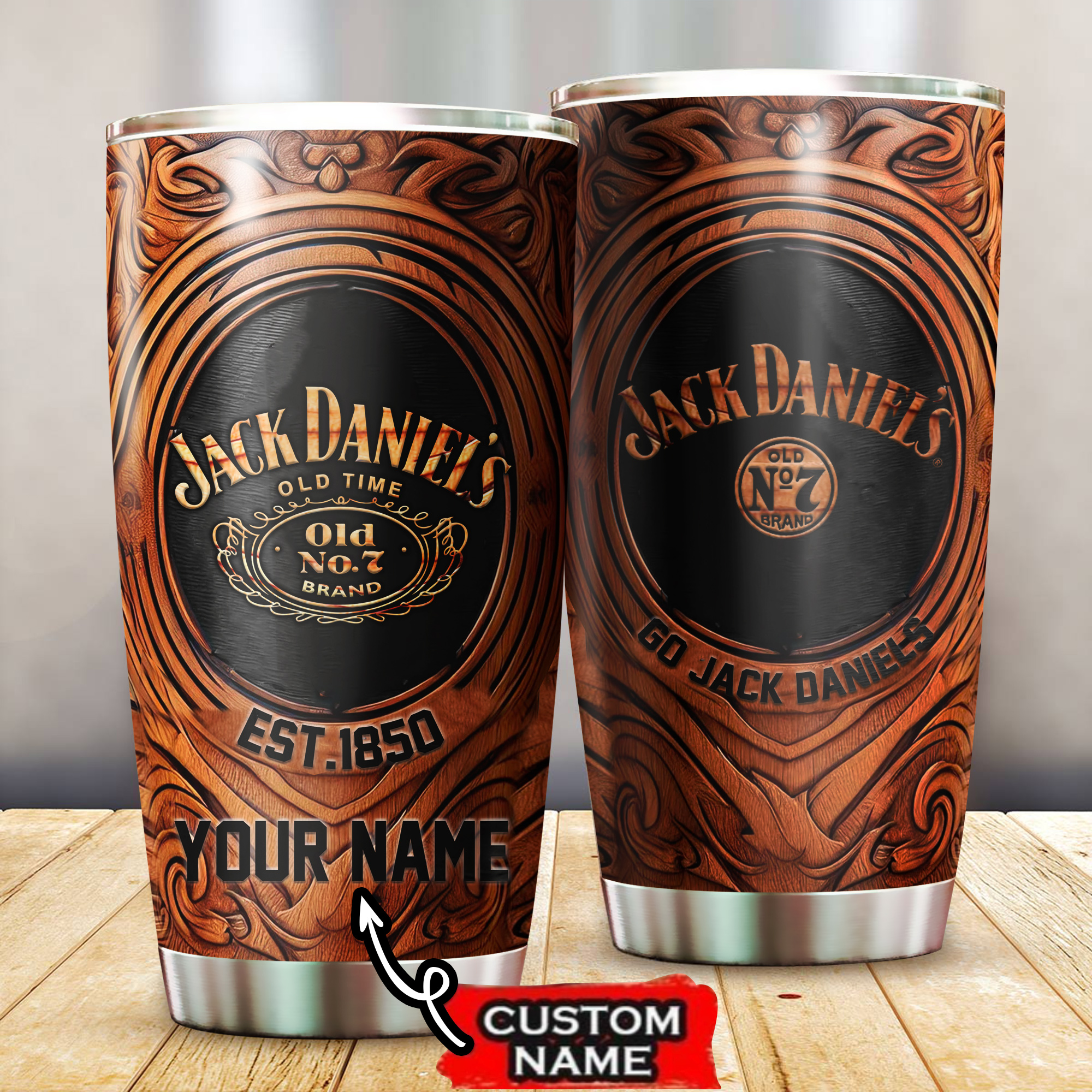 Jack Daniels Drinks Custom Stanley Quencher 20oz Stainless Steel 