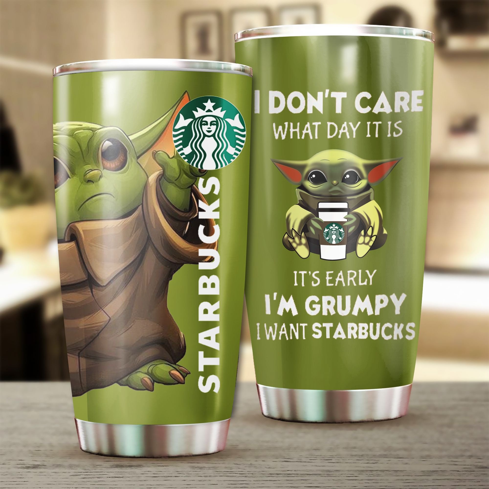 Baby Yoda Starbucks Cartoon Custom Stanley Quencher 20oz Stainless ...