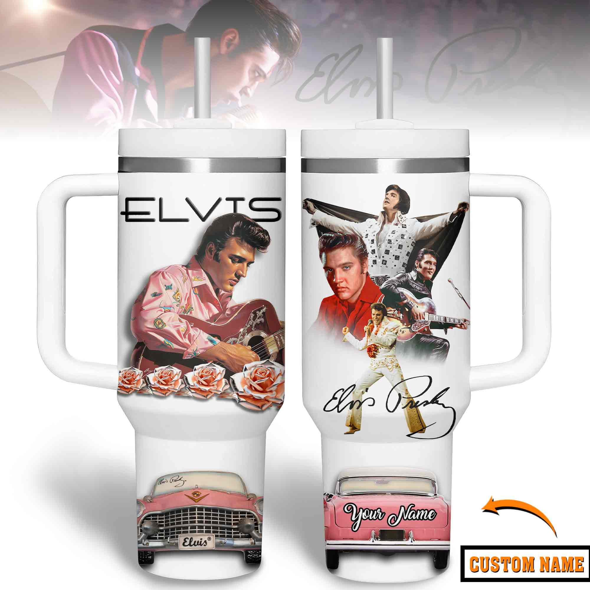 Elvis Presley Music Custom Stanley Quencher 40oz Stainless Steel ...