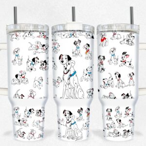101 Dalmatians Disney Cartoon Custom Stanley Quencher 40oz Stainless Steel Tumbler With Handle