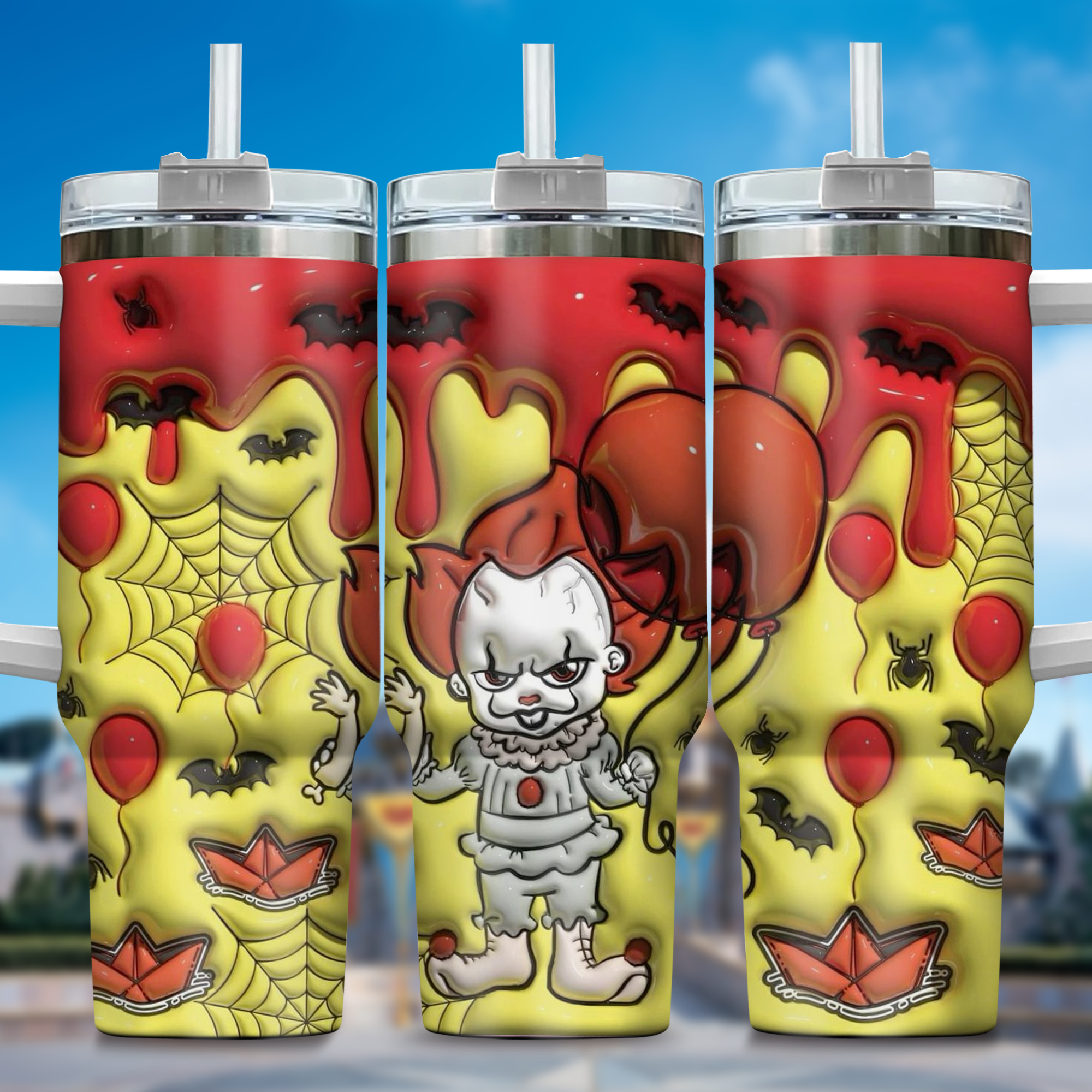 3D Horror Movies Custom Stanley Quencher 40oz Stainless Steel Tumbler With Handle
