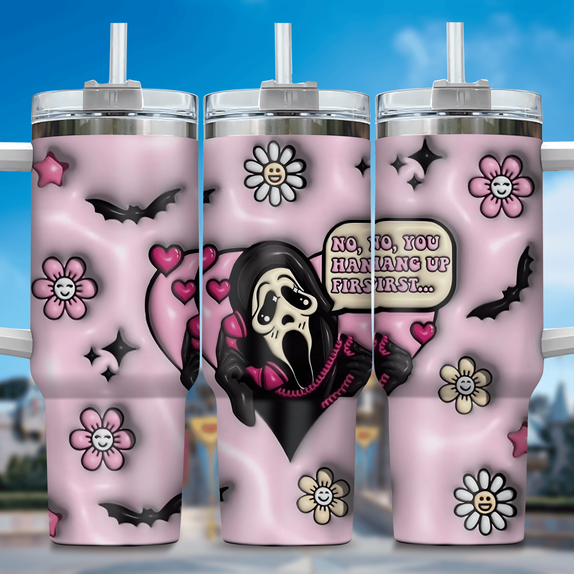 3D Horror Movies Custom Stanley Quencher 40oz Stainless Steel Tumbler With Handle