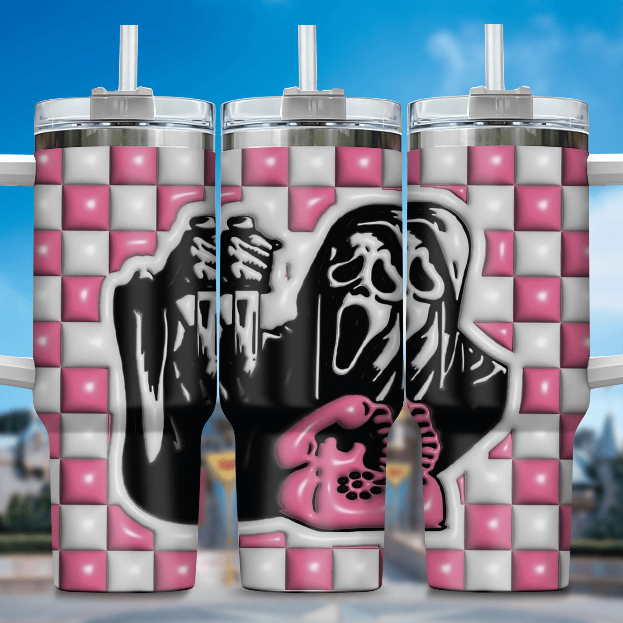 3D Horror Movies Custom Stanley Quencher 40oz Stainless Steel Tumbler With Handle