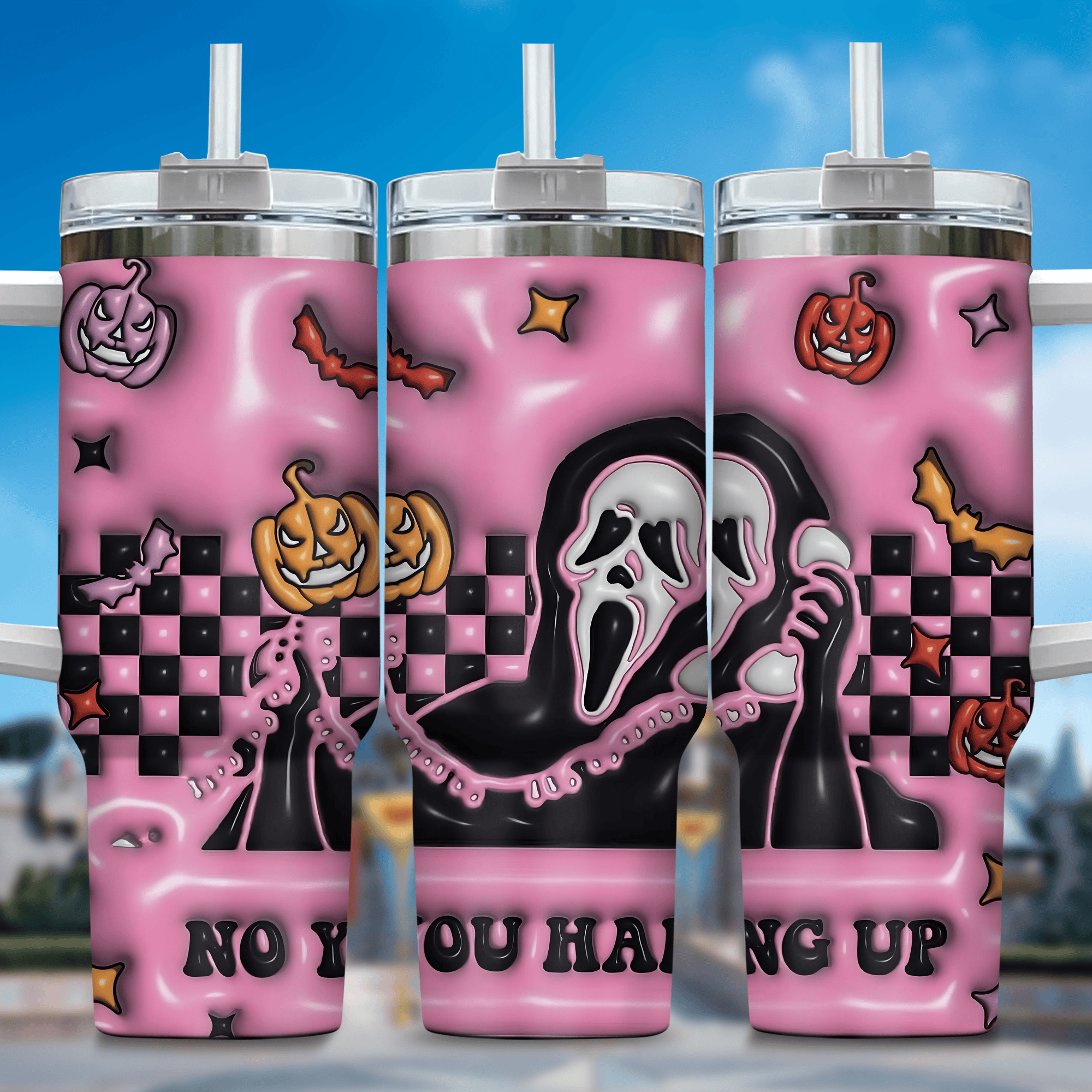 3D Horror Movies Custom Stanley Quencher 40oz Stainless Steel Tumbler With Handle