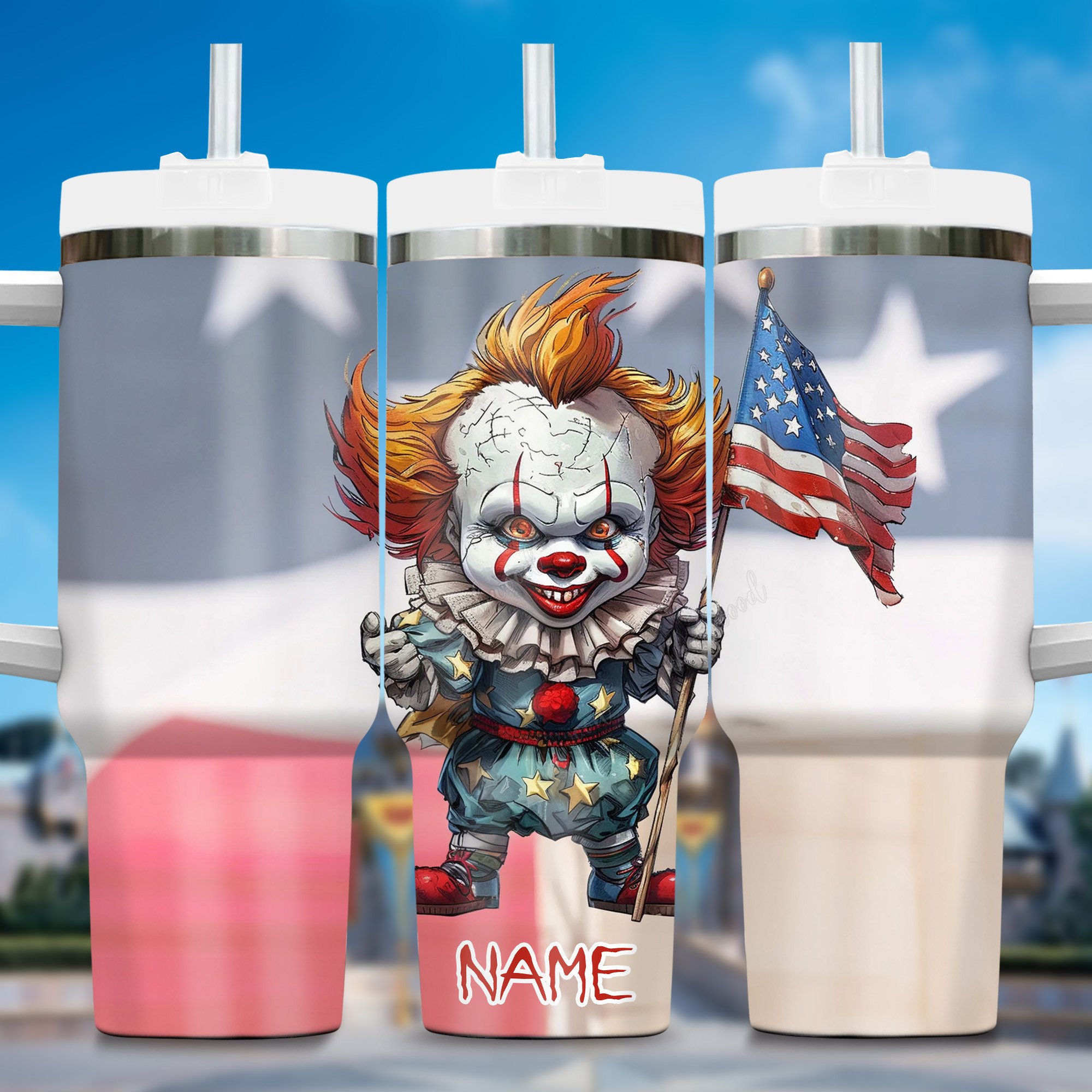 3D Horror Movies Custom Stanley Quencher 40oz Stainless Steel Tumbler With Handle
