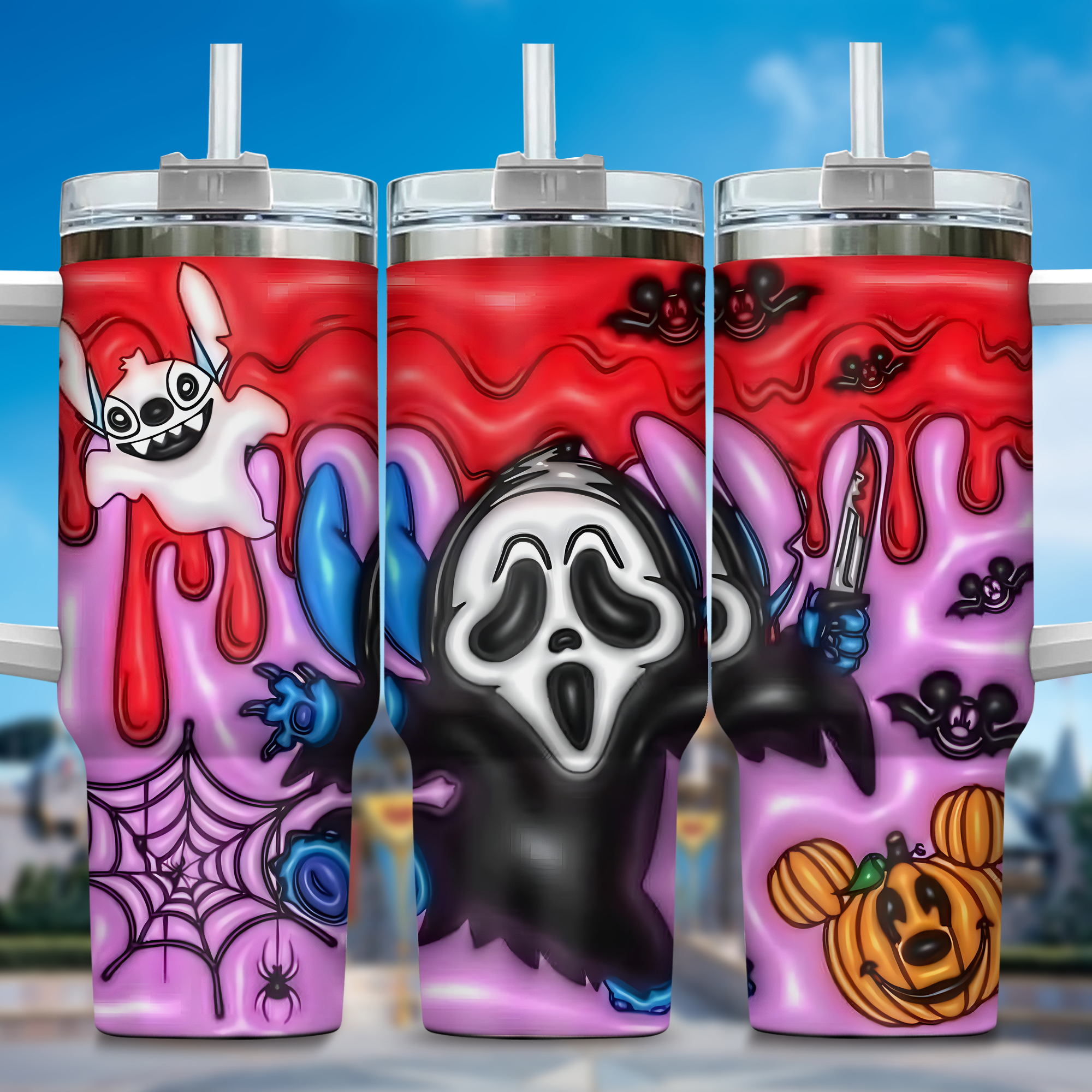 3D Horror Movies Custom Stanley Quencher 40oz Stainless Steel Tumbler With Handle