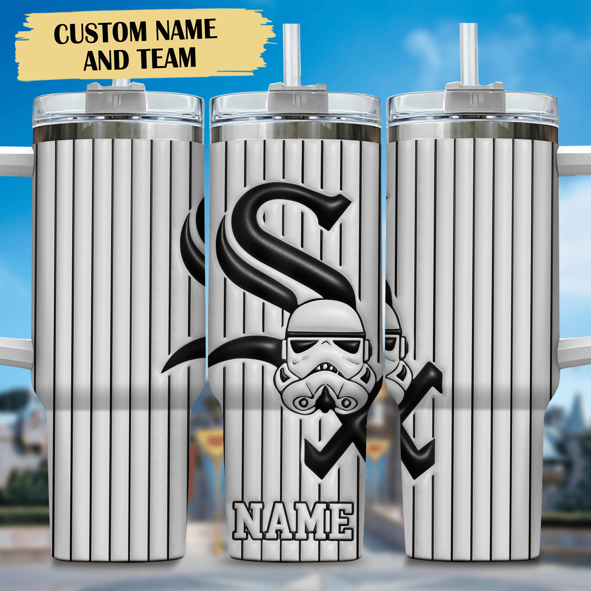 3D Star War and New York Yankees Movies,MLB Custom Stanley Quencher 40oz Stainless Steel Tumbler With Handle
