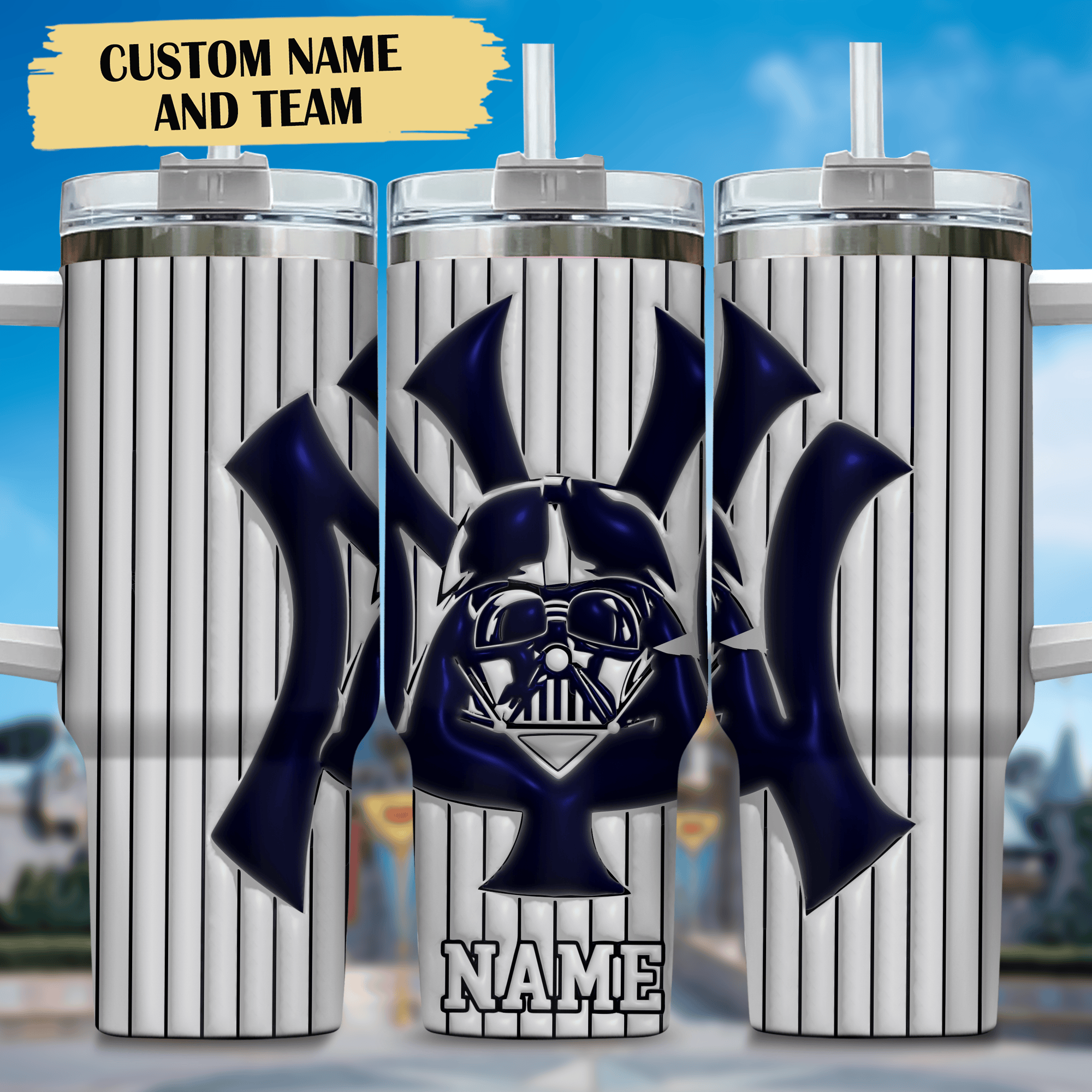 3D Star War and New York Yankees Movies,MLB Custom Stanley Quencher 40oz Stainless Steel Tumbler With Handle