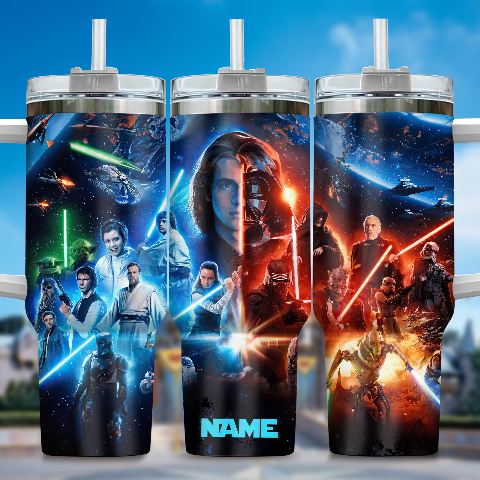 3D Star War Movies Custom Stanley Quencher 40oz Stainless Steel Tumbler With Handle