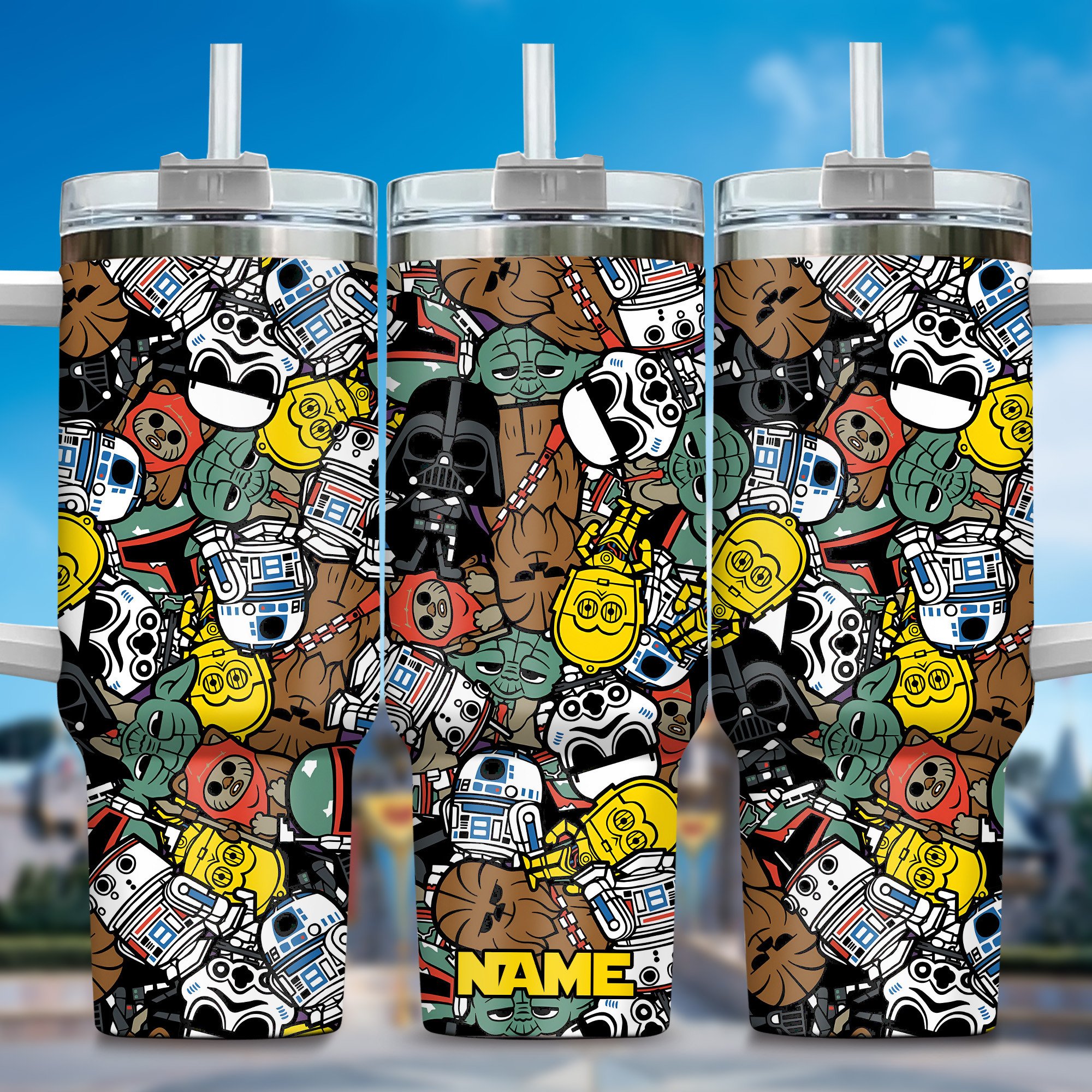 3D Star War Movies Custom Stanley Quencher 40oz Stainless Steel Tumbler With Handle