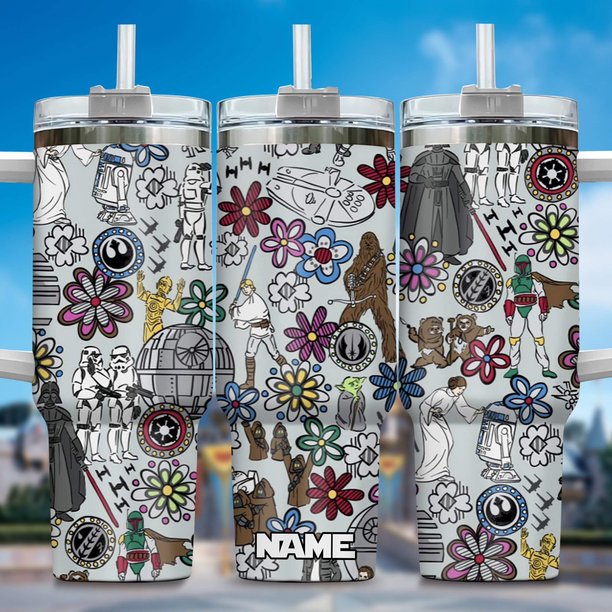 3D Star War Movies Custom Stanley Quencher 40oz Stainless Steel Tumbler With Handle