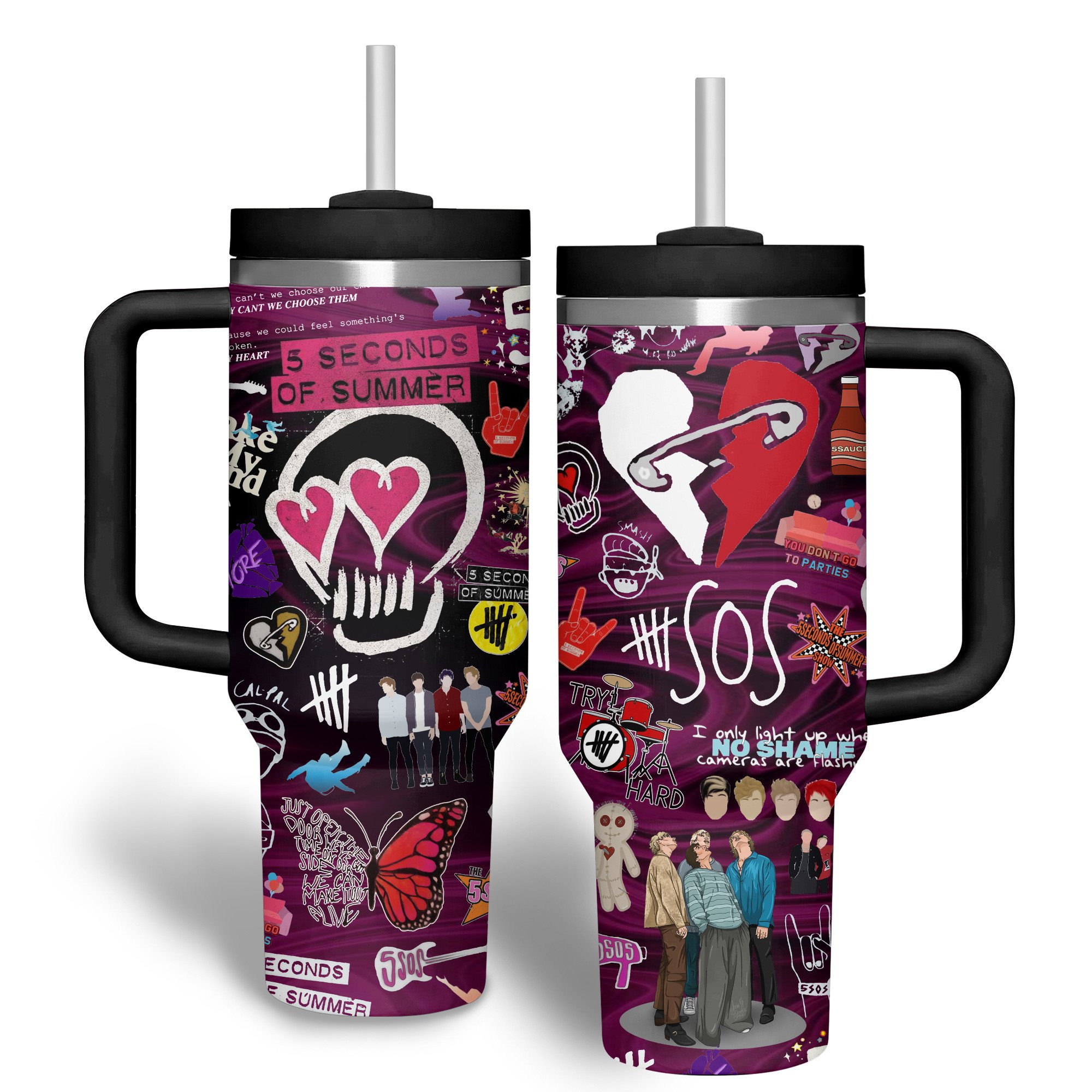 5 Seconds of Summer Music Custom Stanley Quencher 40oz Stainless Steel Tumbler With Handle