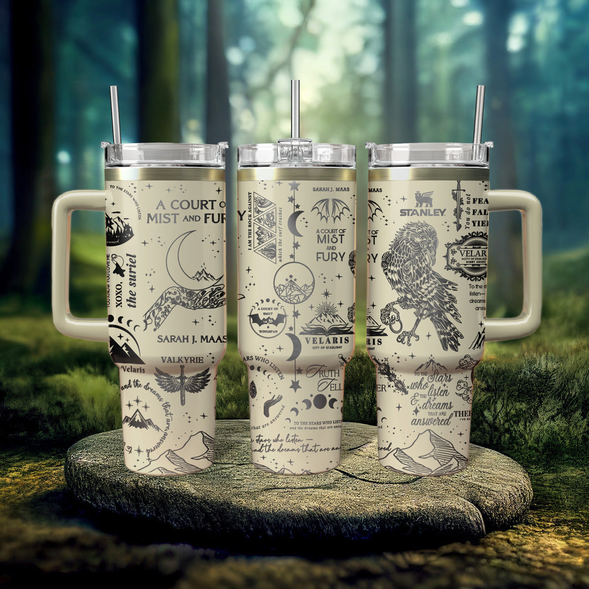 A Court Of Mist And Fury Book Custom Stanley Quencher 40oz Stainless Steel Tumbler With Handle