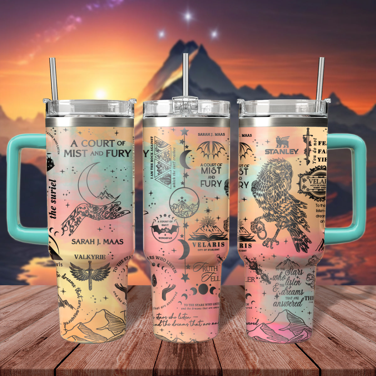 A Court Of Mist And Fury Book Custom Stanley Quencher 40oz Stainless Steel Tumbler With Handle
