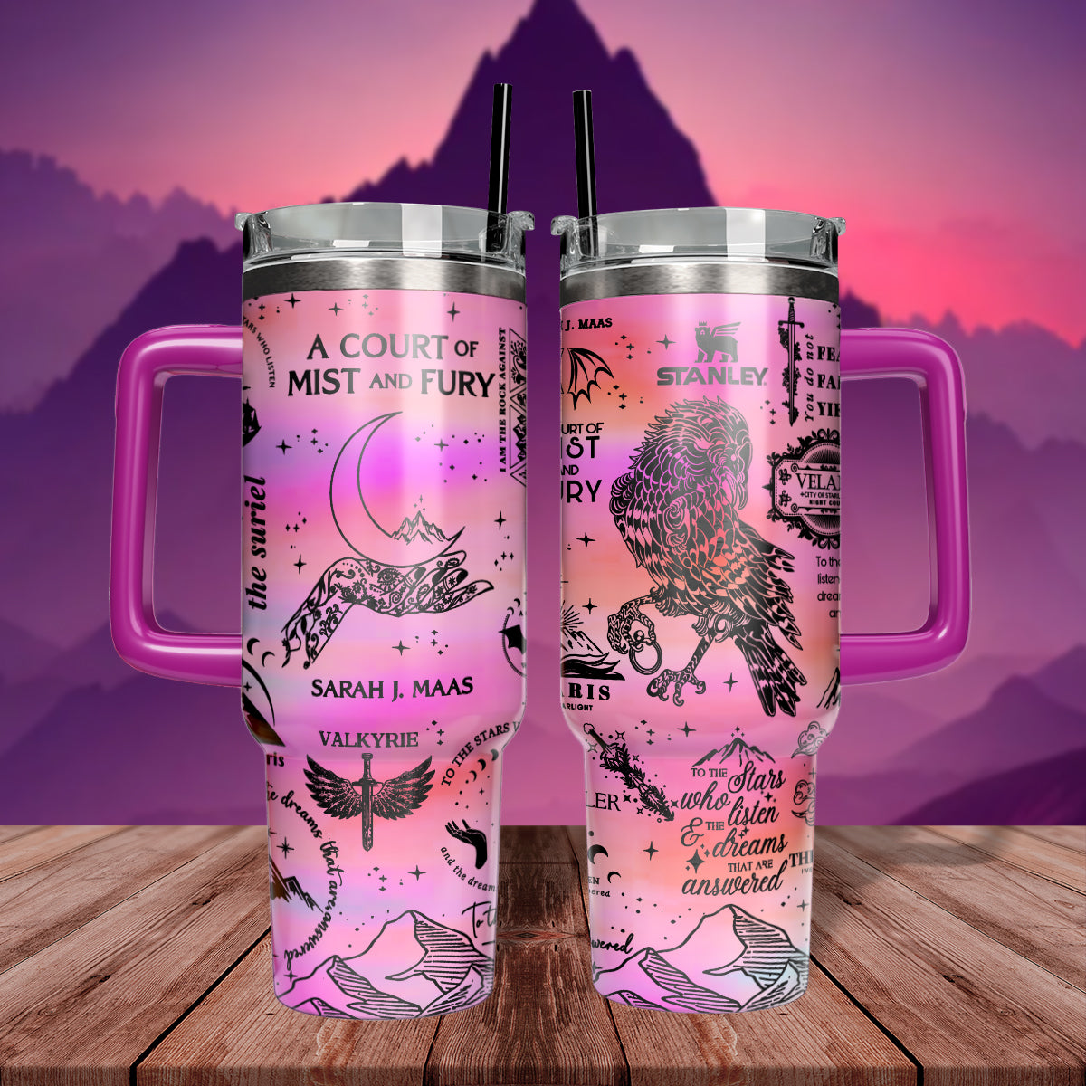 A Court Of Mist And Fury Book Custom Stanley Quencher 40oz Stainless Steel Tumbler With Handle