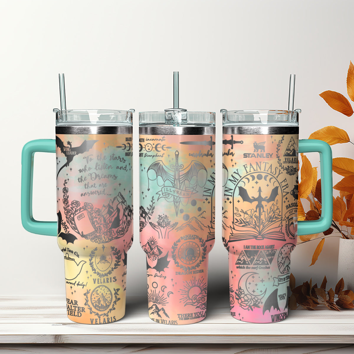 A Court Of Thorns And Roses Book Custom Stanley Quencher 40oz Stainless Steel Tumbler With Handle