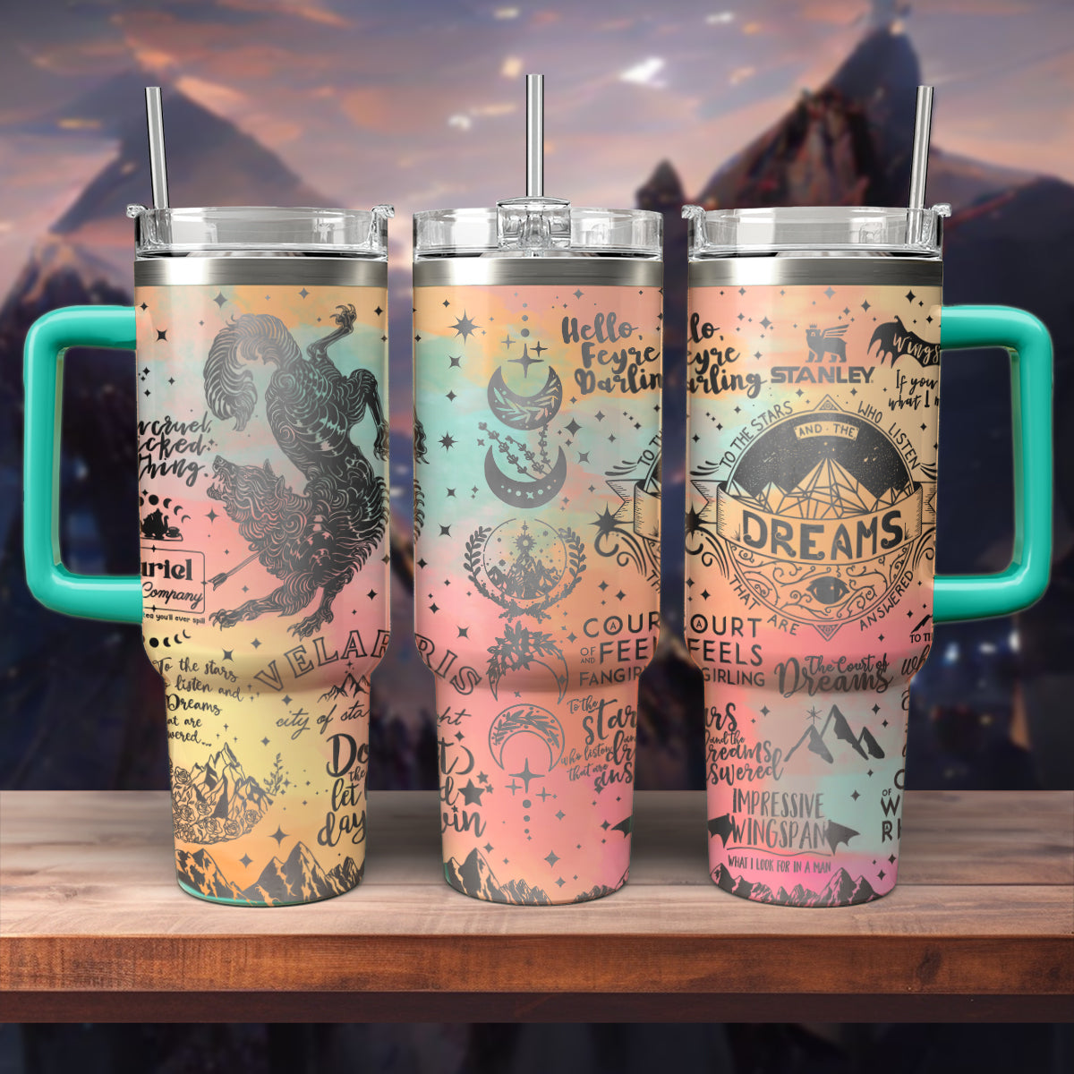 A Court Of Thorns And Roses Book Custom Stanley Quencher 40oz Stainless Steel Tumbler With Handle