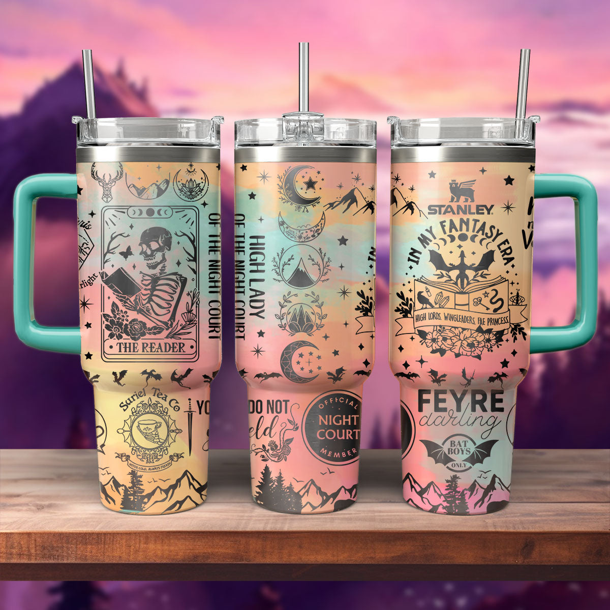 A Court Of Thorns And Roses Book Custom Stanley Quencher 40oz Stainless Steel Tumbler With Handle