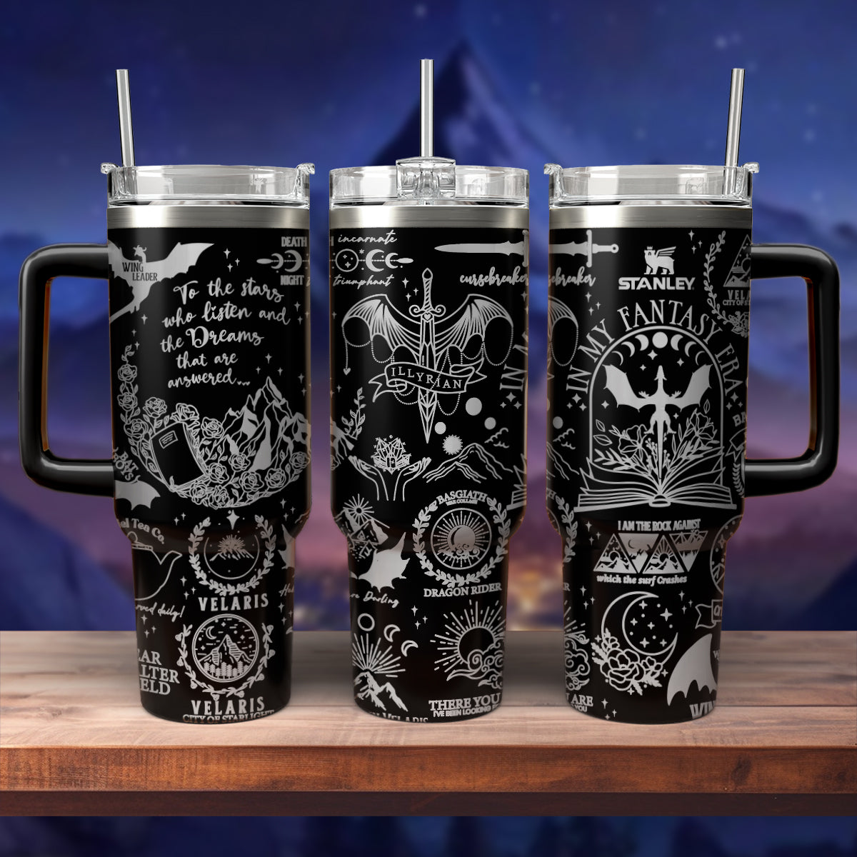 A Court Of Thorns And Roses Book Custom Stanley Quencher 40oz Stainless Steel Tumbler With Handle