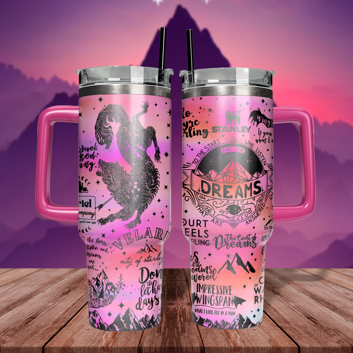 A Court Of Thorns And Roses Book Custom Stanley Quencher 40oz Stainless Steel Tumbler With Handle