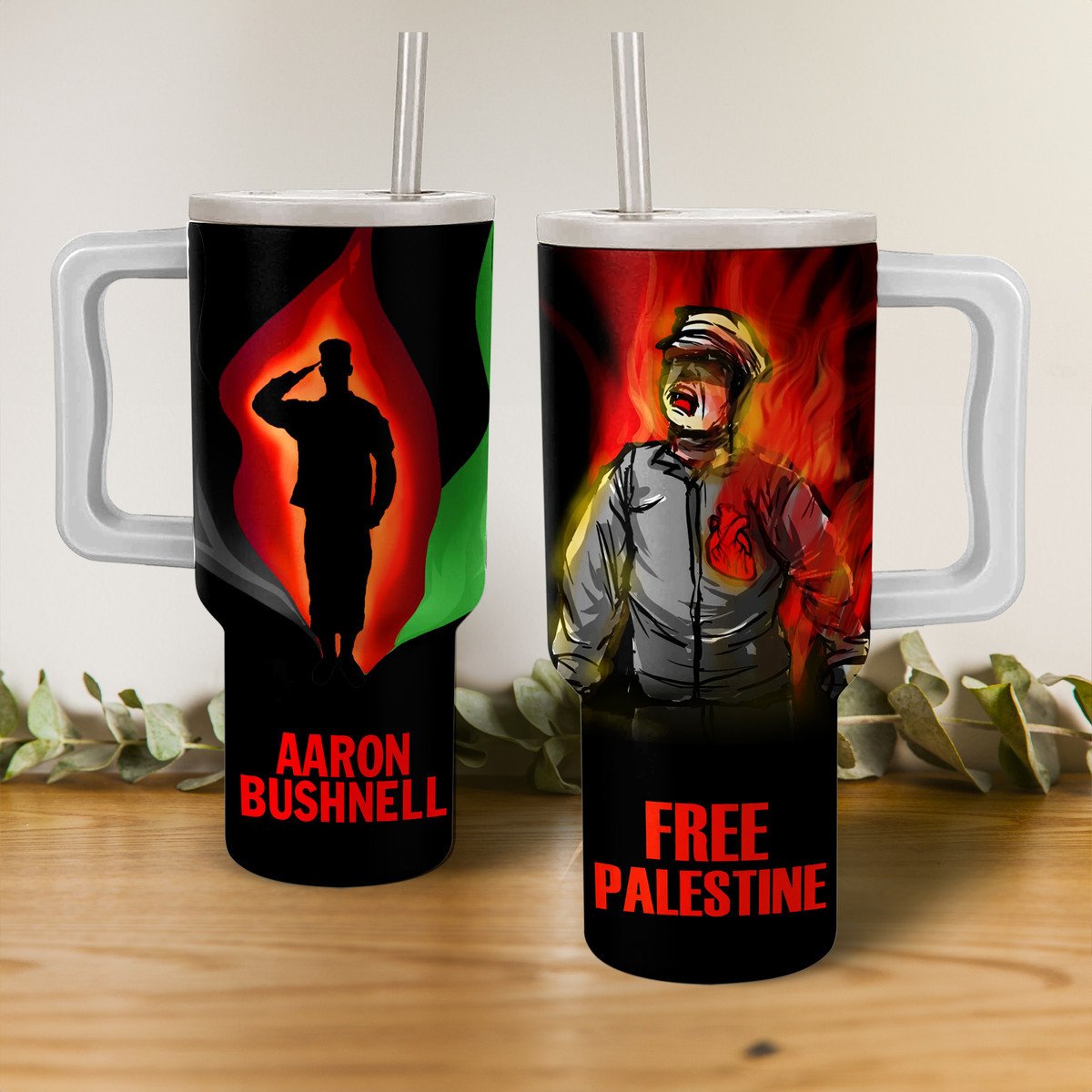 Aaron Bushnell Tumbler 40oz Custom Stanley Quencher 40oz Stainless Steel Tumbler With Handle