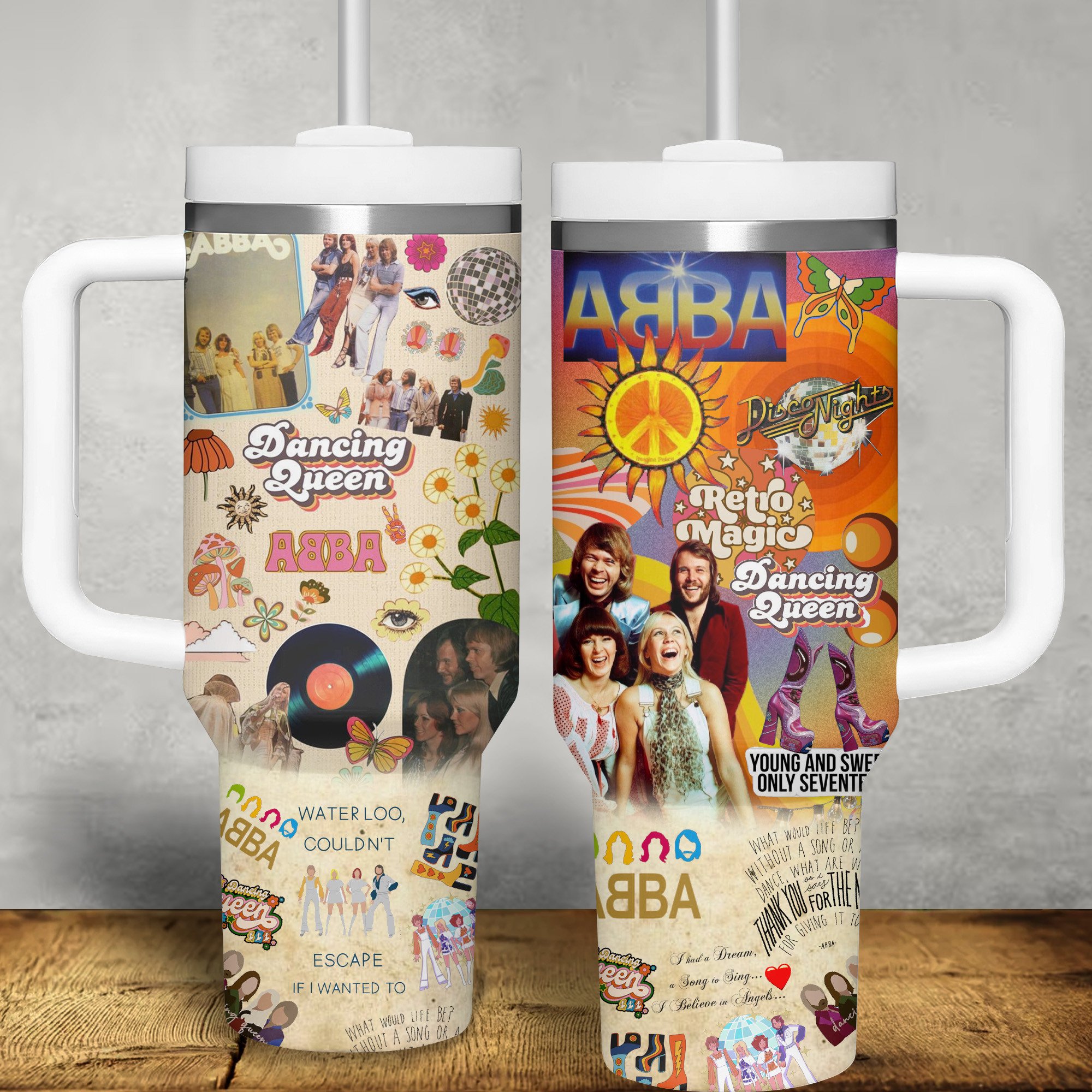 ABBA Music Custom Stanley Quencher 40oz Stainless Steel Tumbler With Handle
