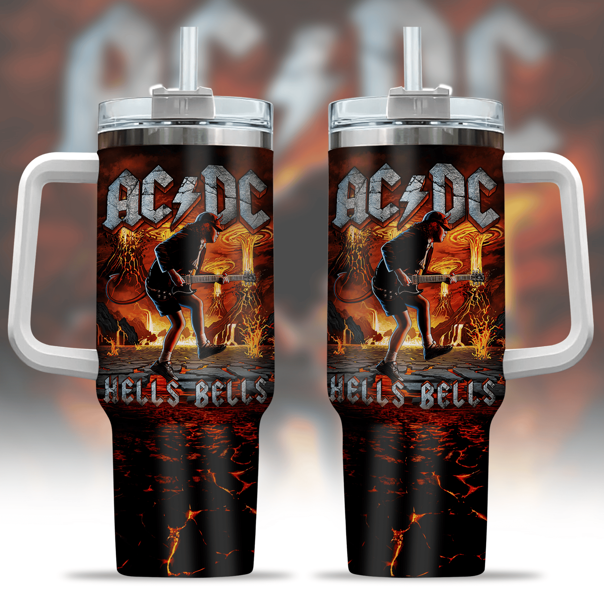 AC/DC Music Custom Stanley Quencher 40oz Stainless Steel Tumbler With Handle