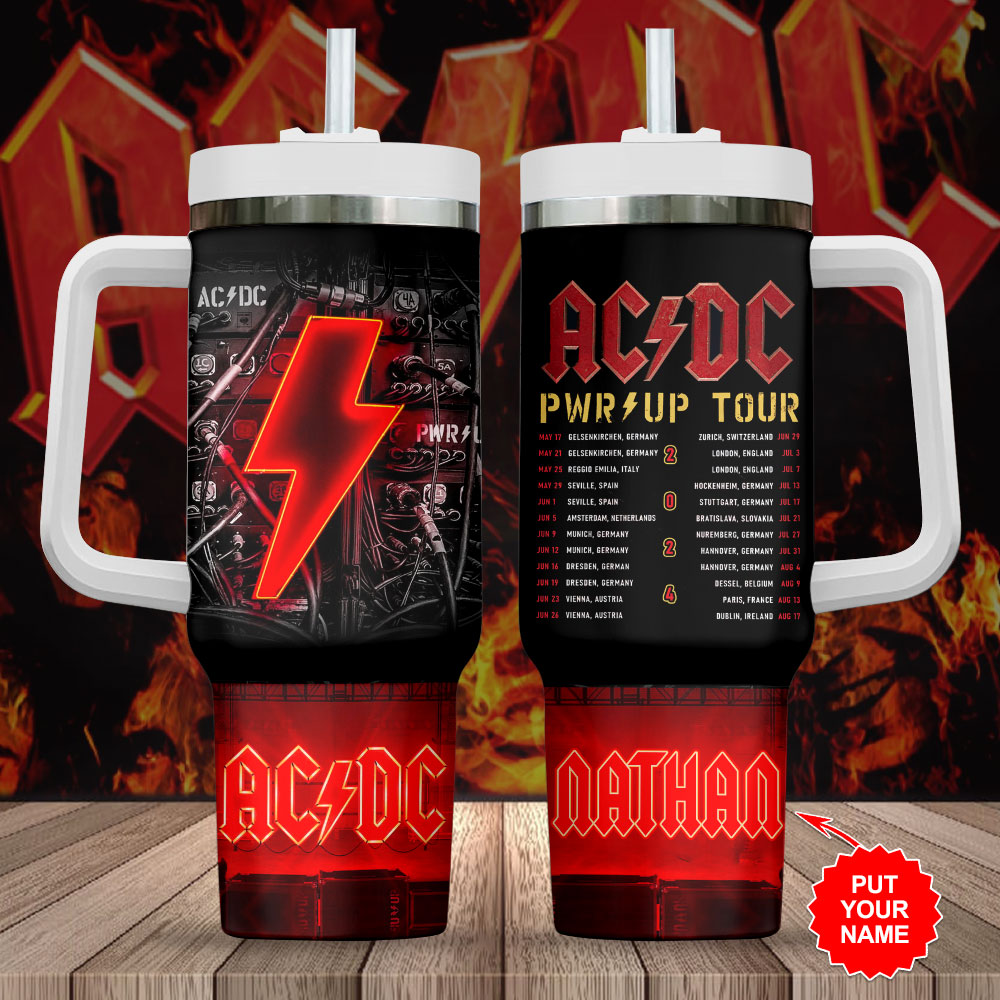 AC/DC Music Custom Stanley Quencher 40oz Stainless Steel Tumbler With Handle
