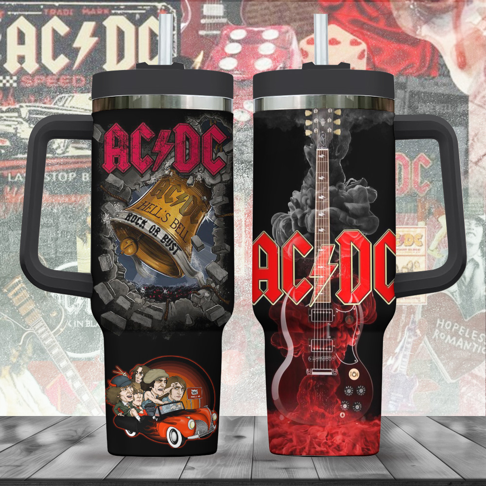 AC/DC Music Custom Stanley Quencher 40oz Stainless Steel Tumbler With Handle