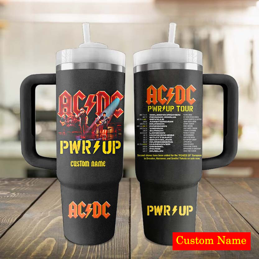 AC/DC Music Custom Stanley Quencher 40oz Stainless Steel Tumbler With Handle