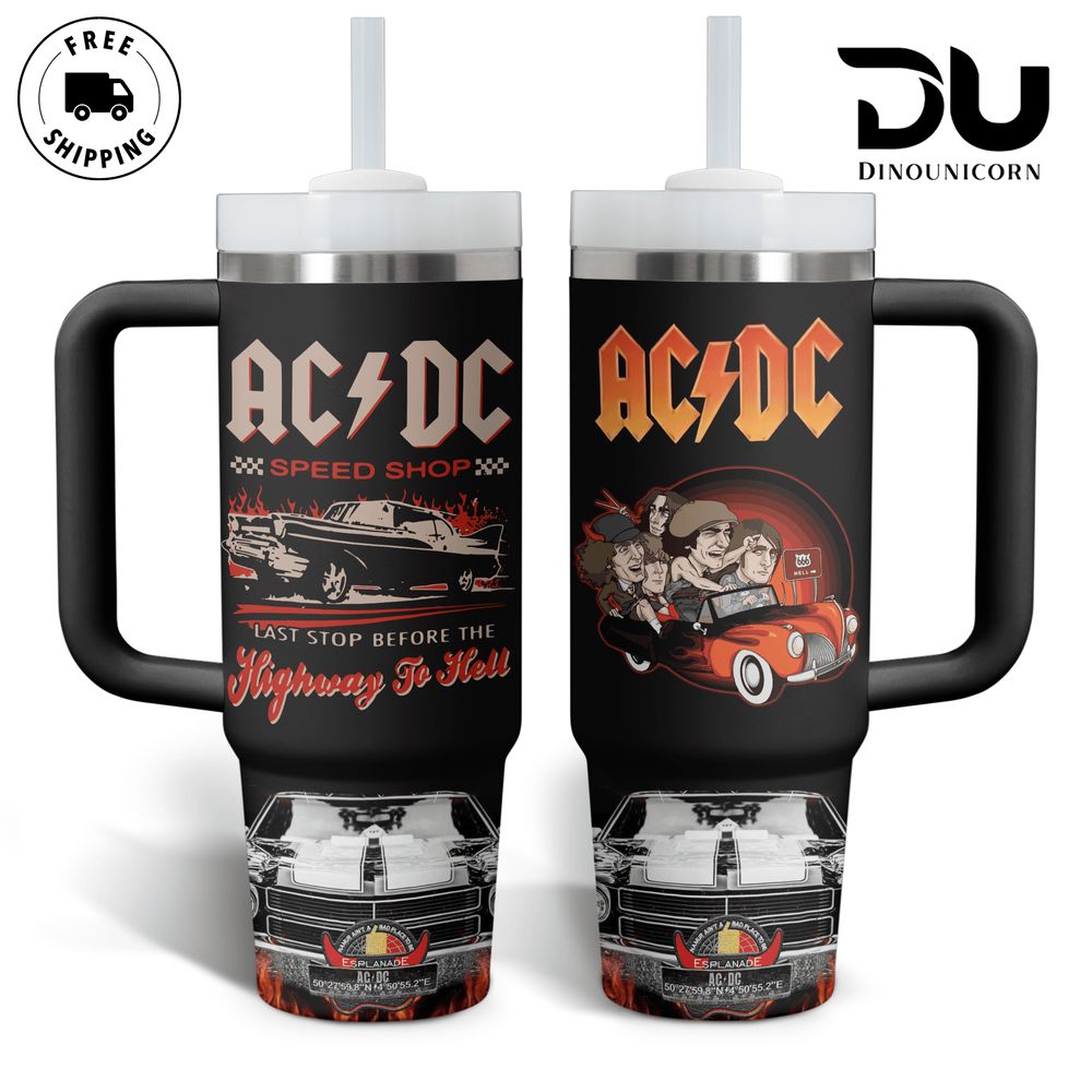 AC/DC Music Custom Stanley Quencher 40oz Stainless Steel Tumbler With Handle