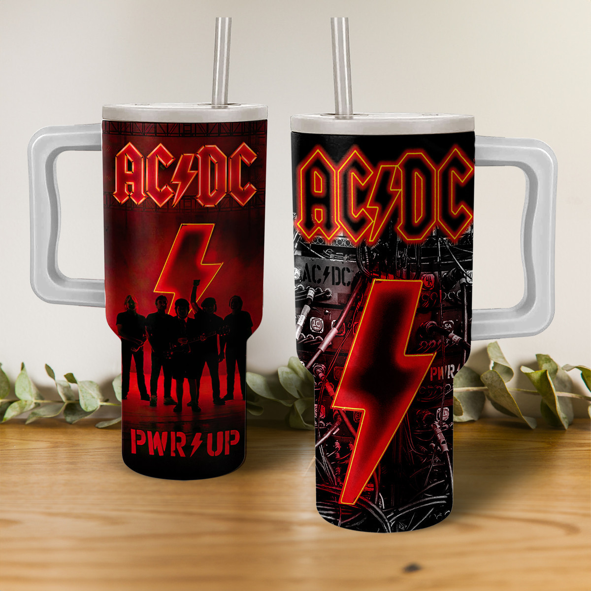 AC/DC Rock Band Music Custom Stanley Quencher 40oz Stainless Steel Tumbler With Handle