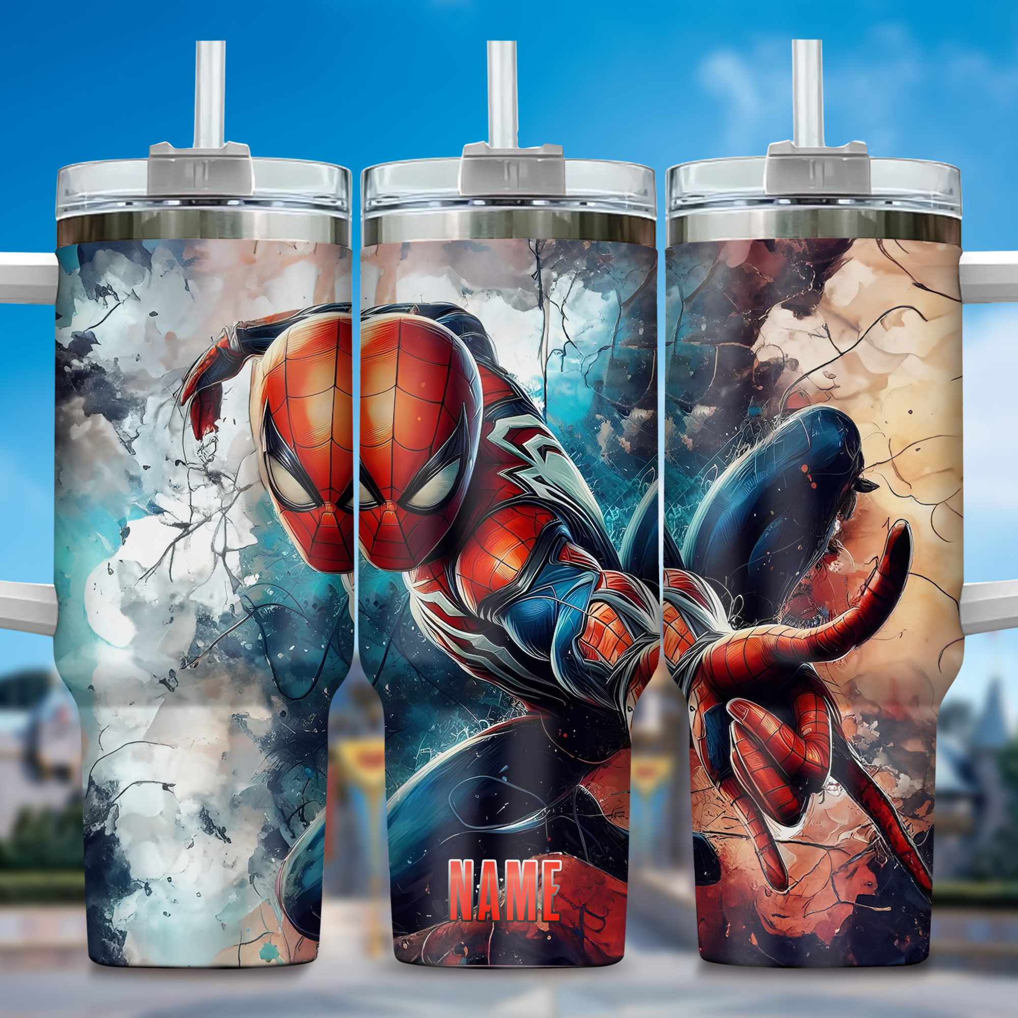 Across the Spider-Verse Movies Custom Stanley Quencher 40oz Stainless Steel Tumbler With Handle