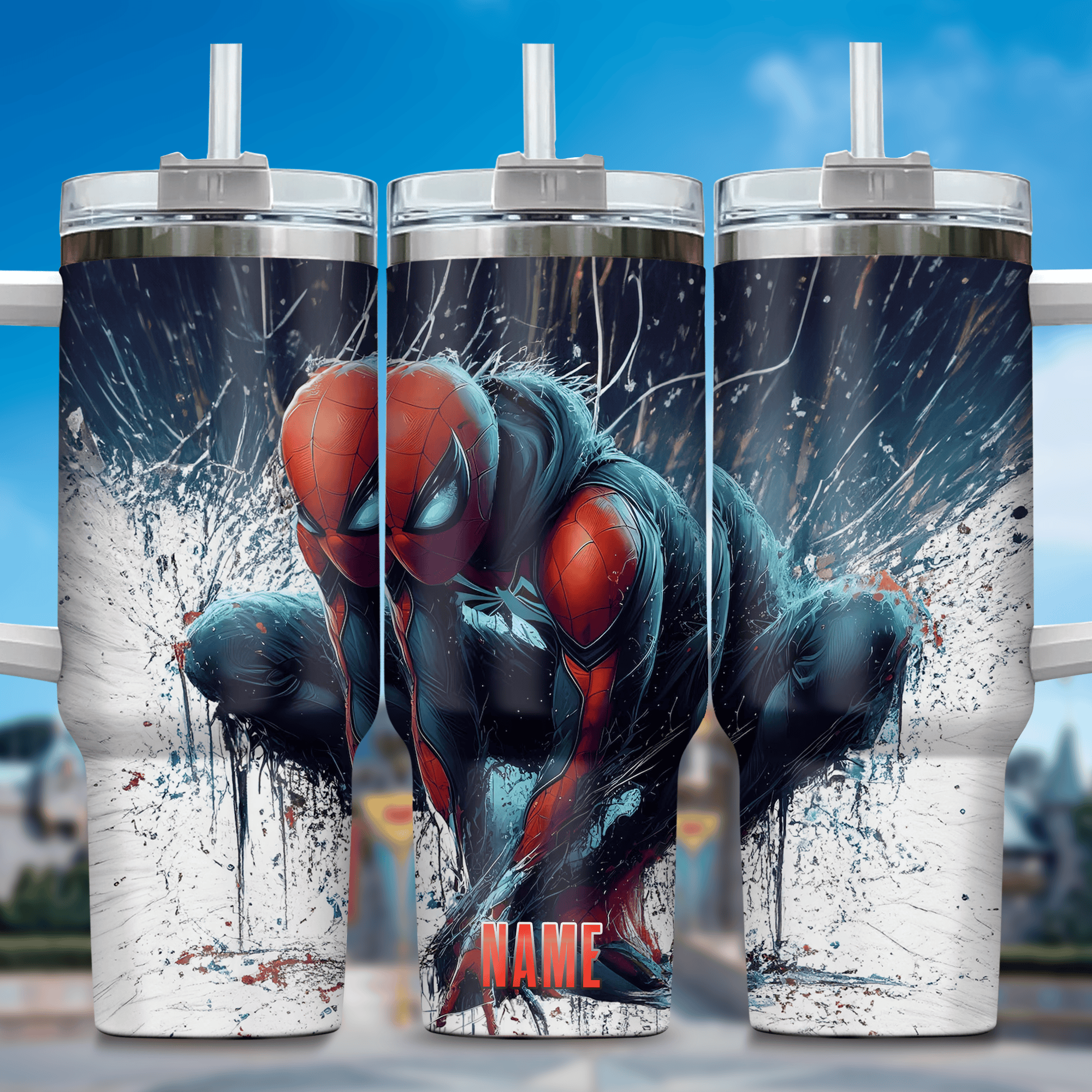 Across the Spider-Verse Movies Custom Stanley Quencher 40oz Stainless Steel Tumbler With Handle