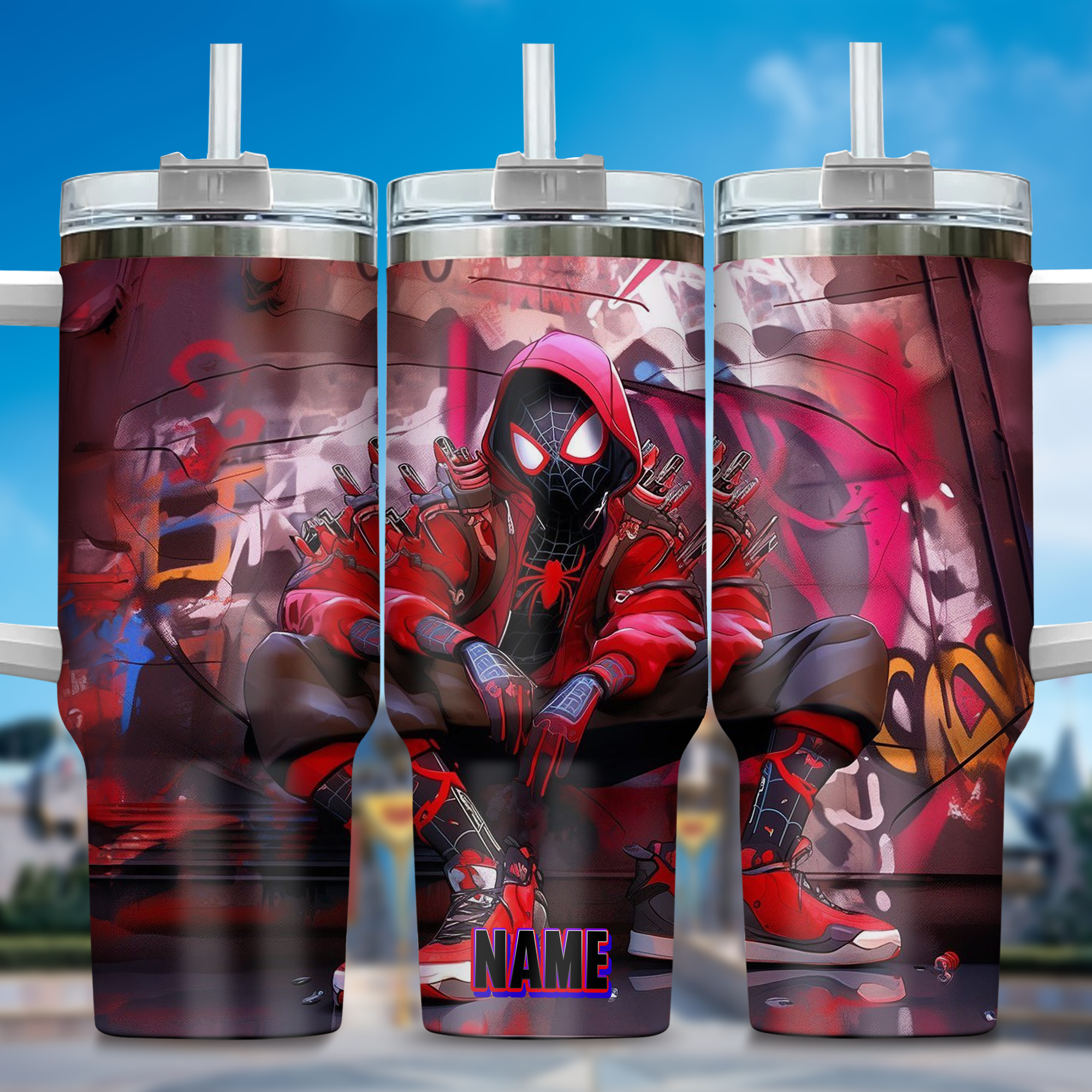 Across the Spider-Verse Movies Custom Stanley Quencher 40oz Stainless Steel Tumbler With Handle
