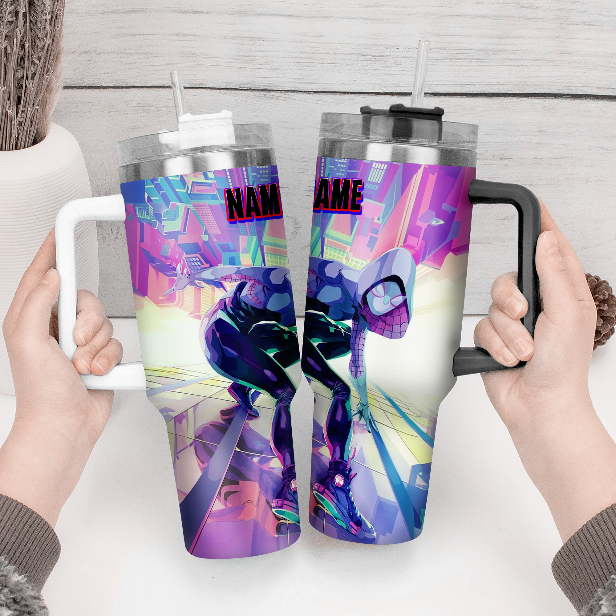 Across the Spider-Verse Movies Custom Stanley Quencher 40oz Stainless Steel Tumbler With Handle