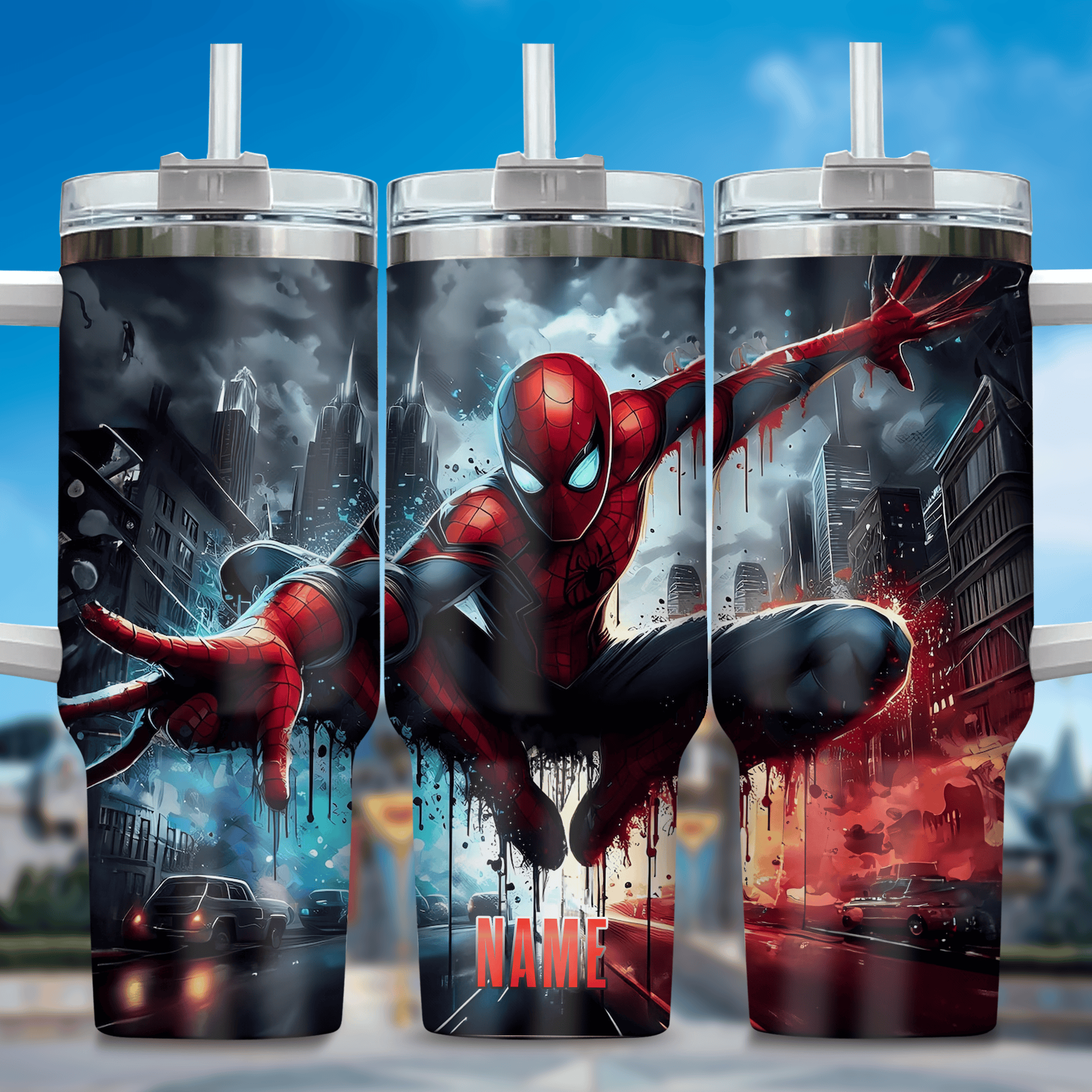 Across the Spider-Verse Movies Custom Stanley Quencher 40oz Stainless Steel Tumbler With Handle