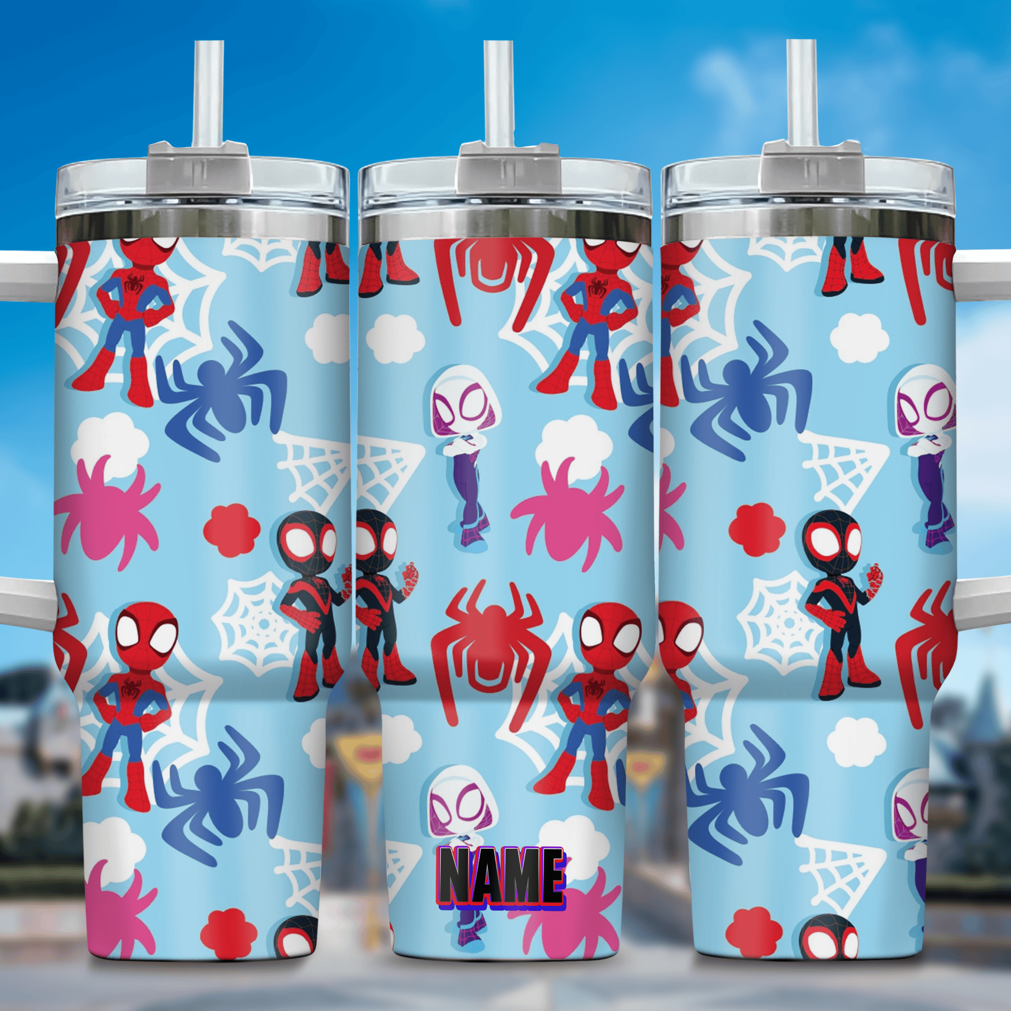 Across the Spider-Verse Movies Custom Stanley Quencher 40oz Stainless Steel Tumbler With Handle