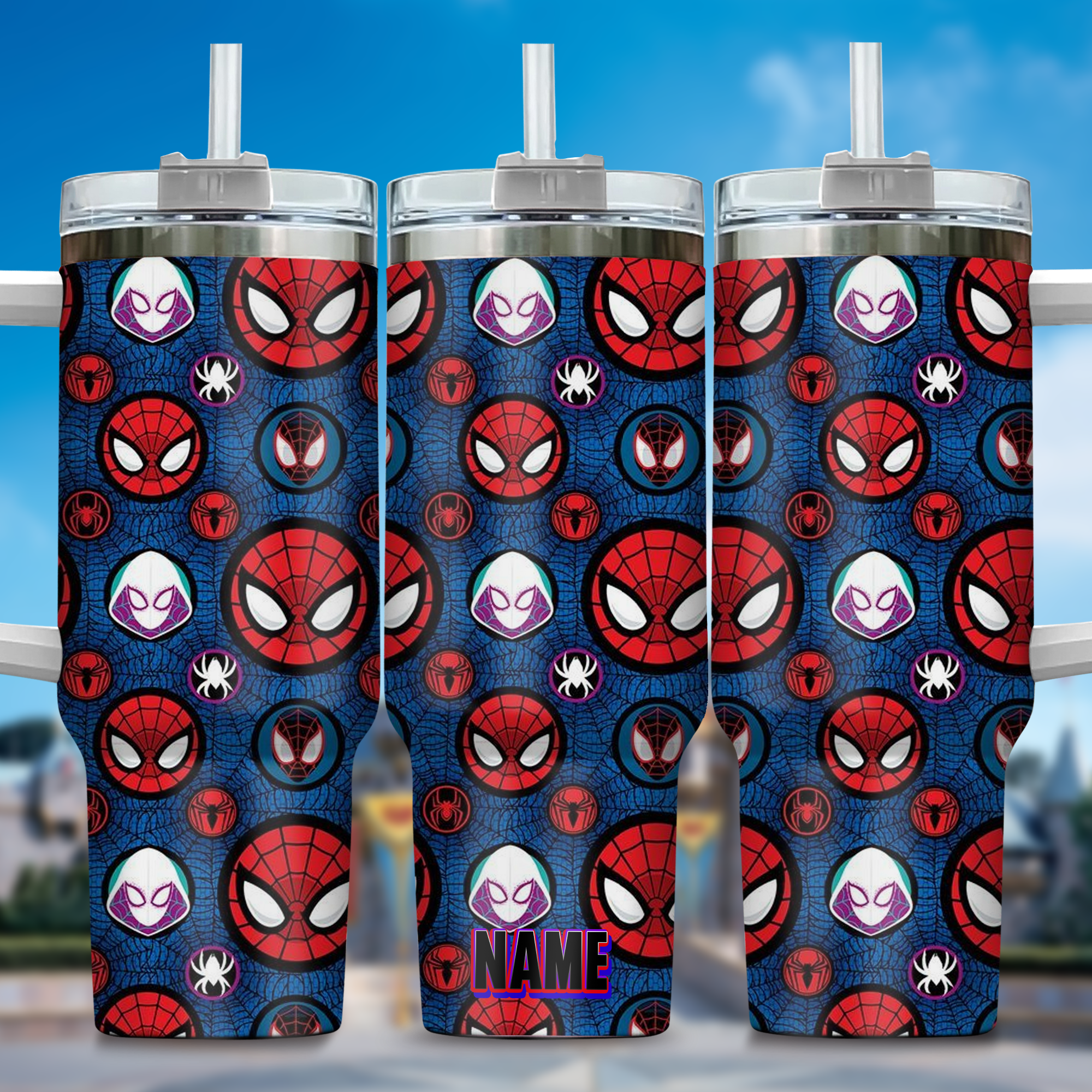 Across the Spider-Verse Movies Custom Stanley Quencher 40oz Stainless Steel Tumbler With Handle