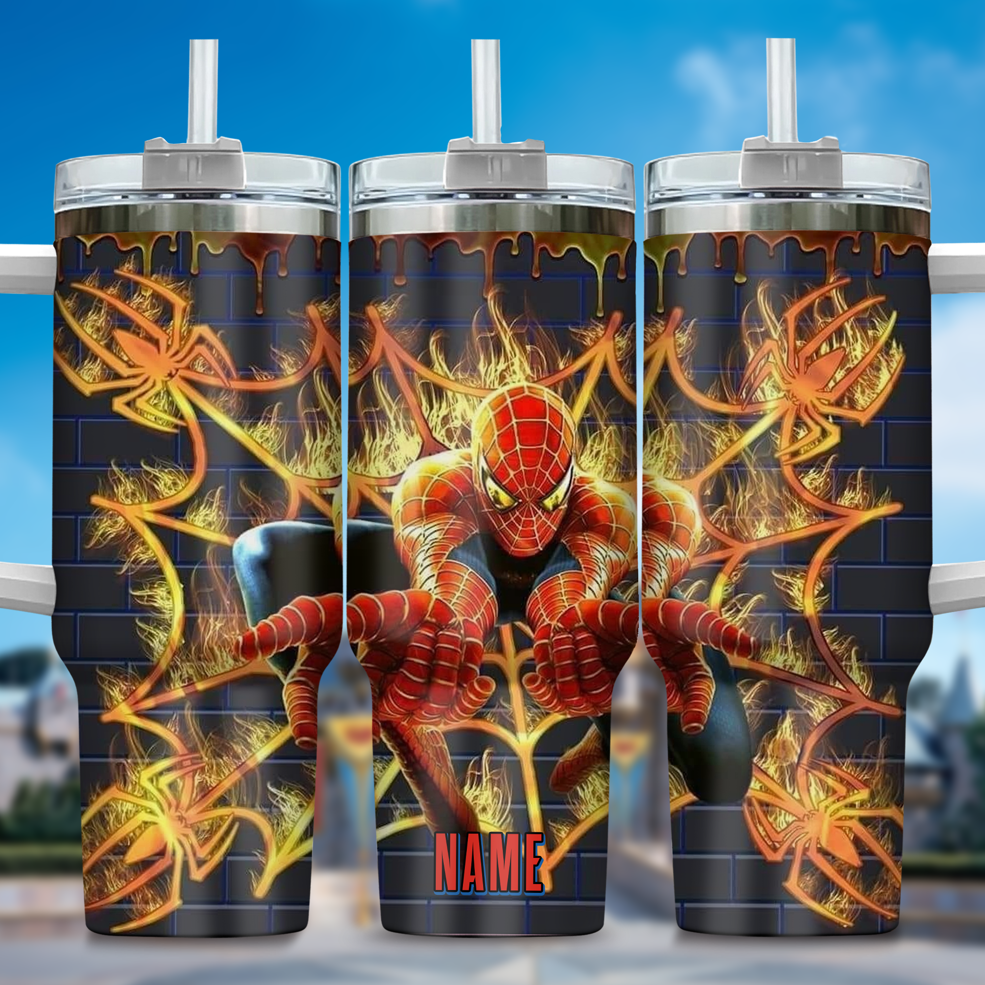 Across the Spider-Verse Movies Custom Stanley Quencher 40oz Stainless Steel Tumbler With Handle