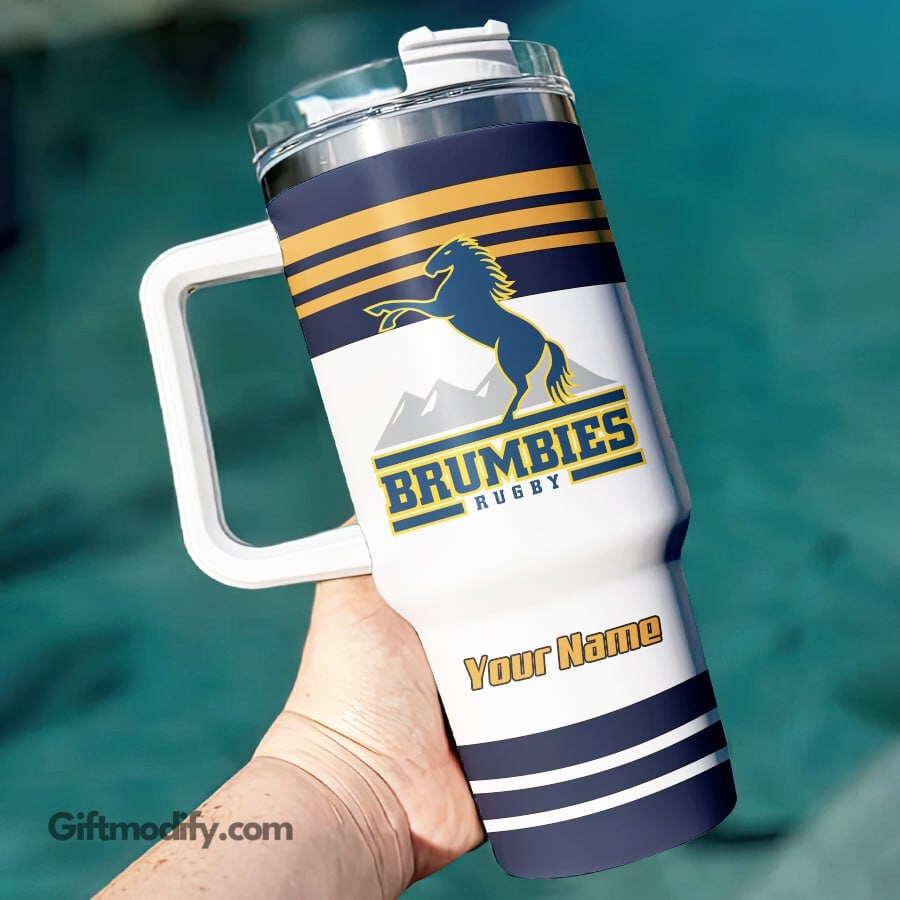 ACT Brumbies Super Rugby Custom Stanley Quencher 40oz Stainless Steel Tumbler With Handle