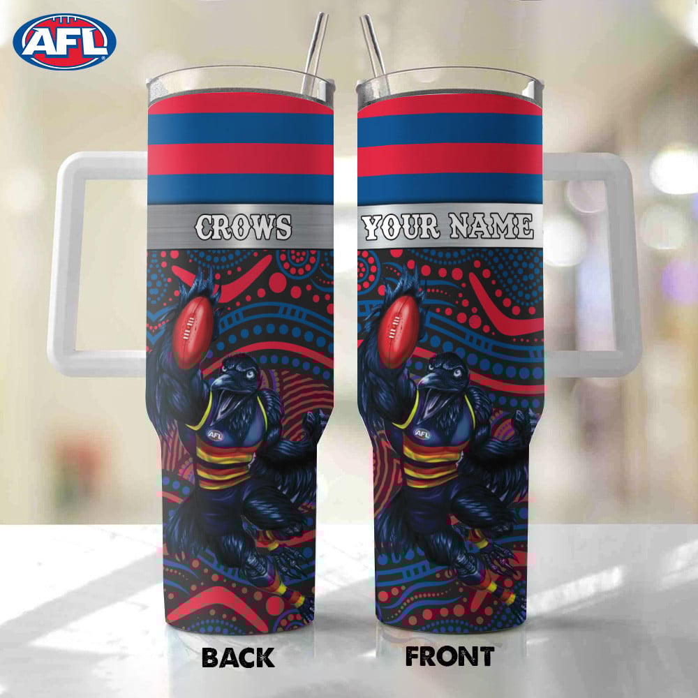 AFL Adelaide Crows Mascot Custom Stanley Quencher 40oz Stainless Steel Tumbler With Handle