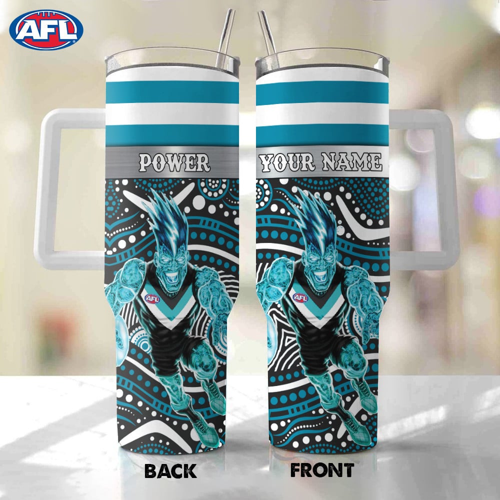 AFL Port Adelaide Mascot Custom Stanley Quencher 40oz Stainless Steel Tumbler With Handle