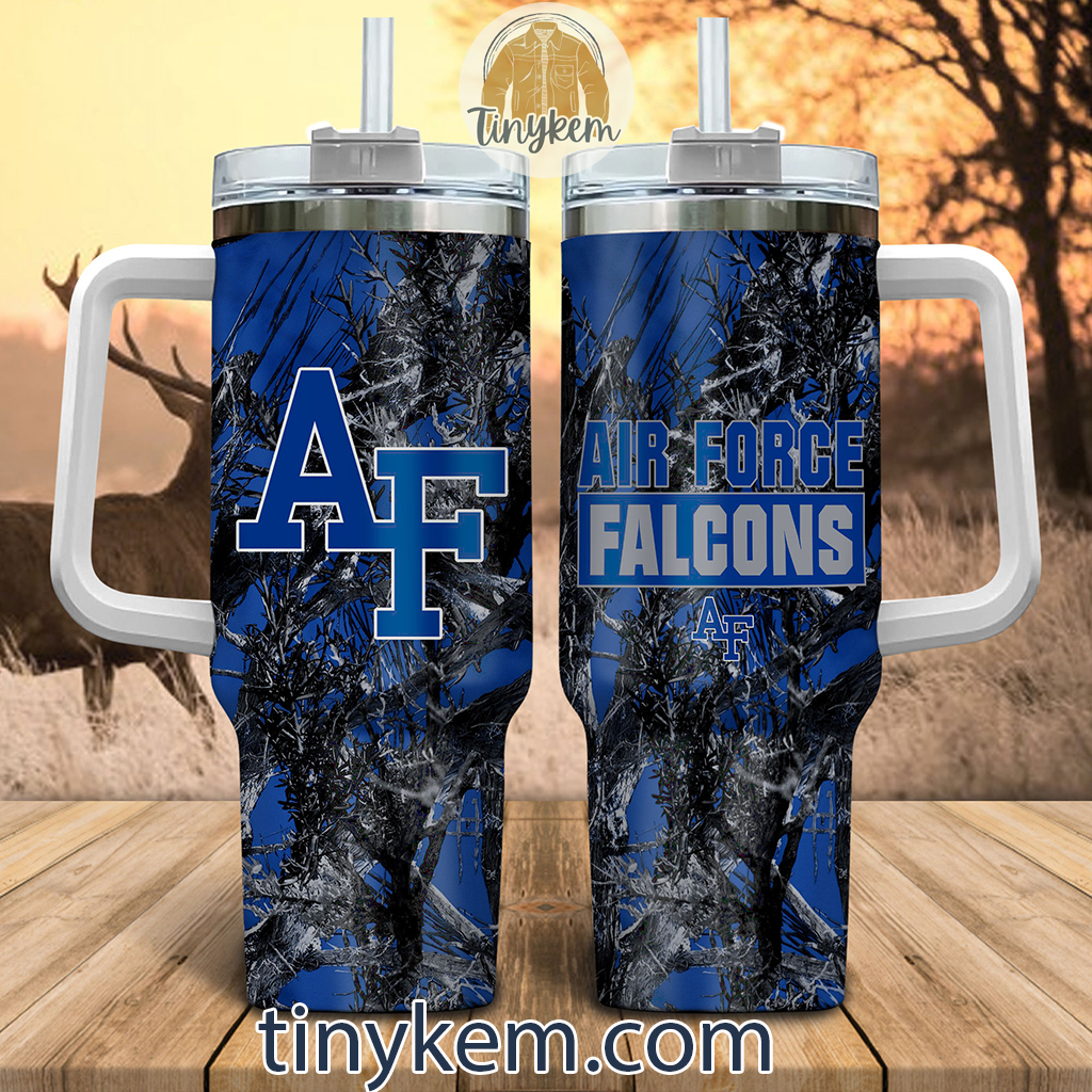 Air Force Falcons Realtree Hunting NCAA Custom Stanley Quencher 40oz Stainless Steel Tumbler With Handle