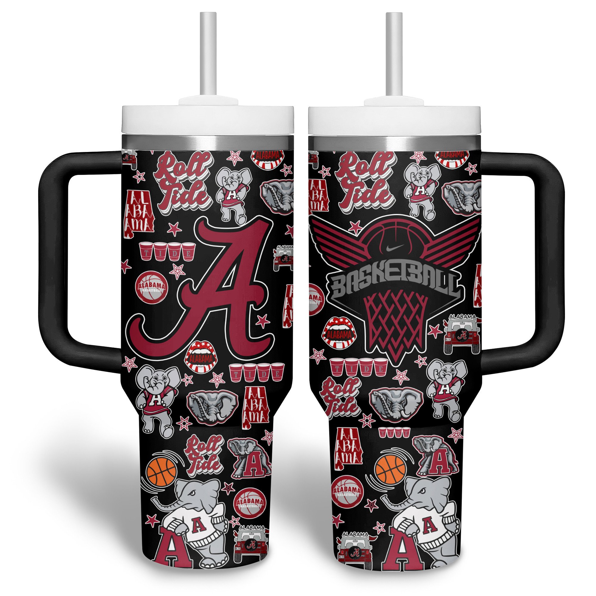 Alabama Crimson Tide football NCAA Custom Stanley Quencher 40oz Stainless Steel Tumbler With Handle