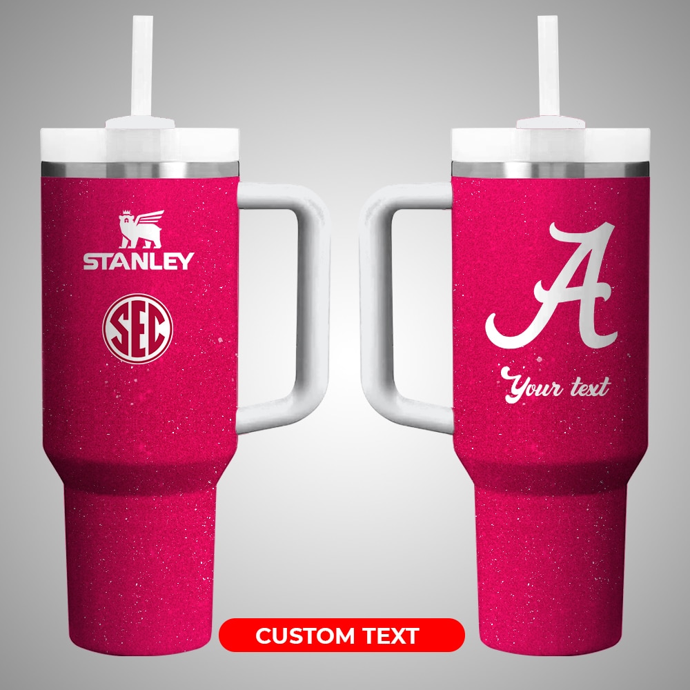 Alabama Crimson Tide NCAA Custom Stanley Quencher 40oz Stainless Steel Tumbler With Handle
